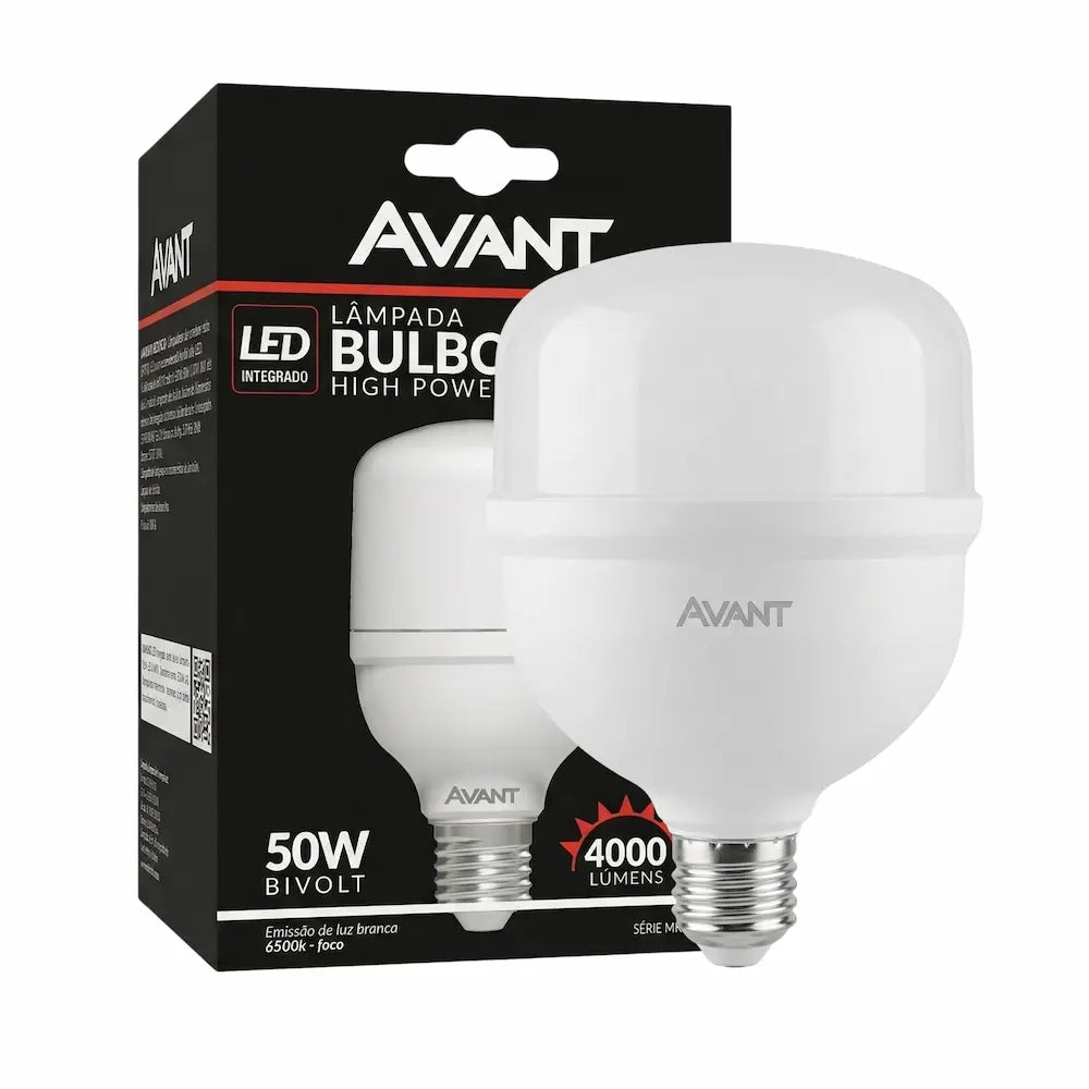 Kit Lâmpadas LED Bulbo High Power Avant 50W E27 Bivolt 6500K Luz Branca Fria – 4000 Lúmens Alta Potência