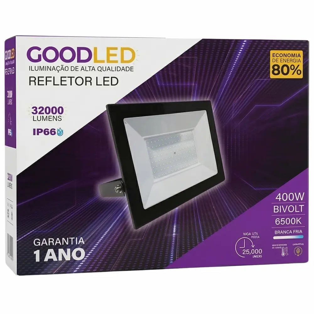 Refletor LED 400W 6500K IP66 Bivolt Goodled