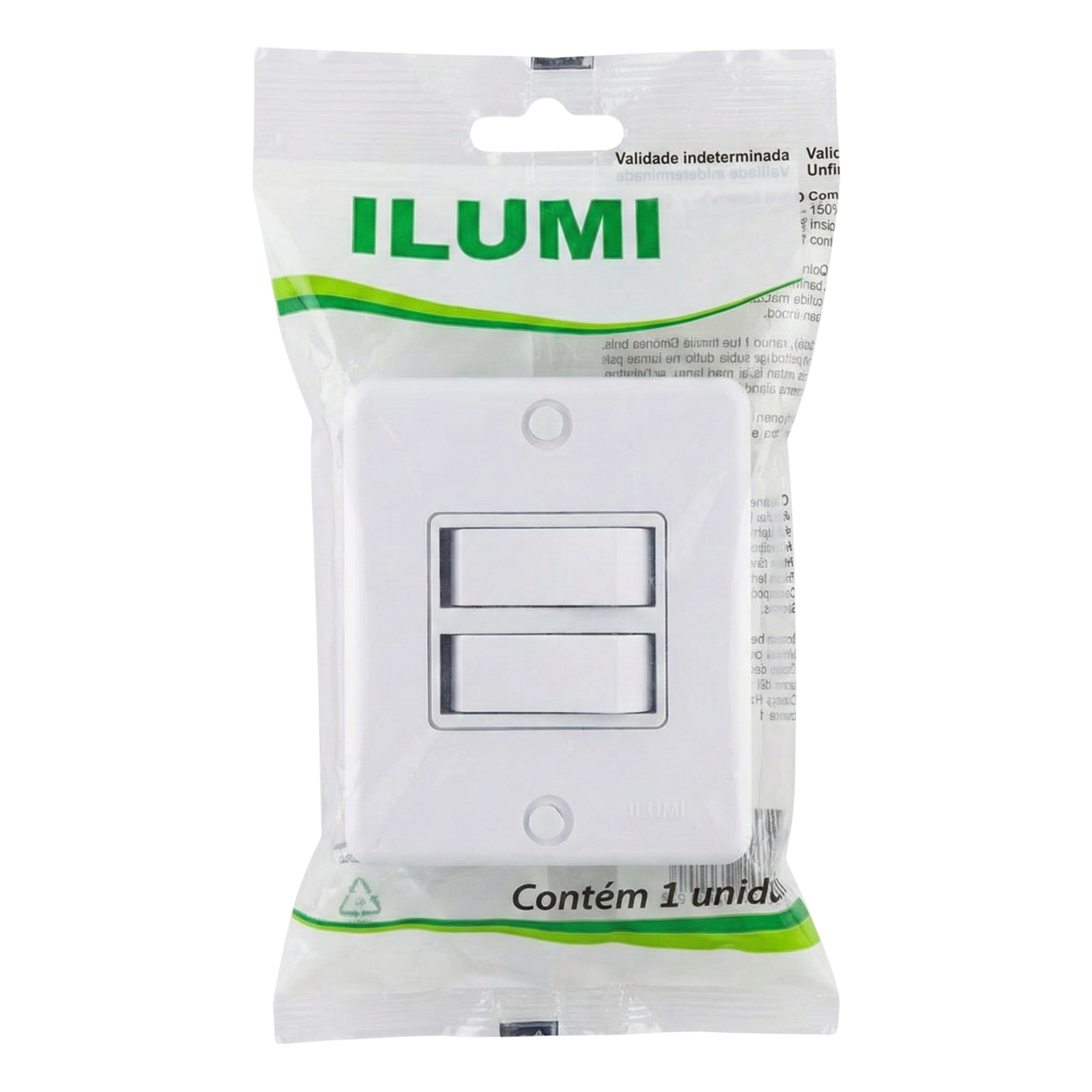 Interruptor Duplo de Sobrepor Ilumi Sistema X - 2 Teclas Simples