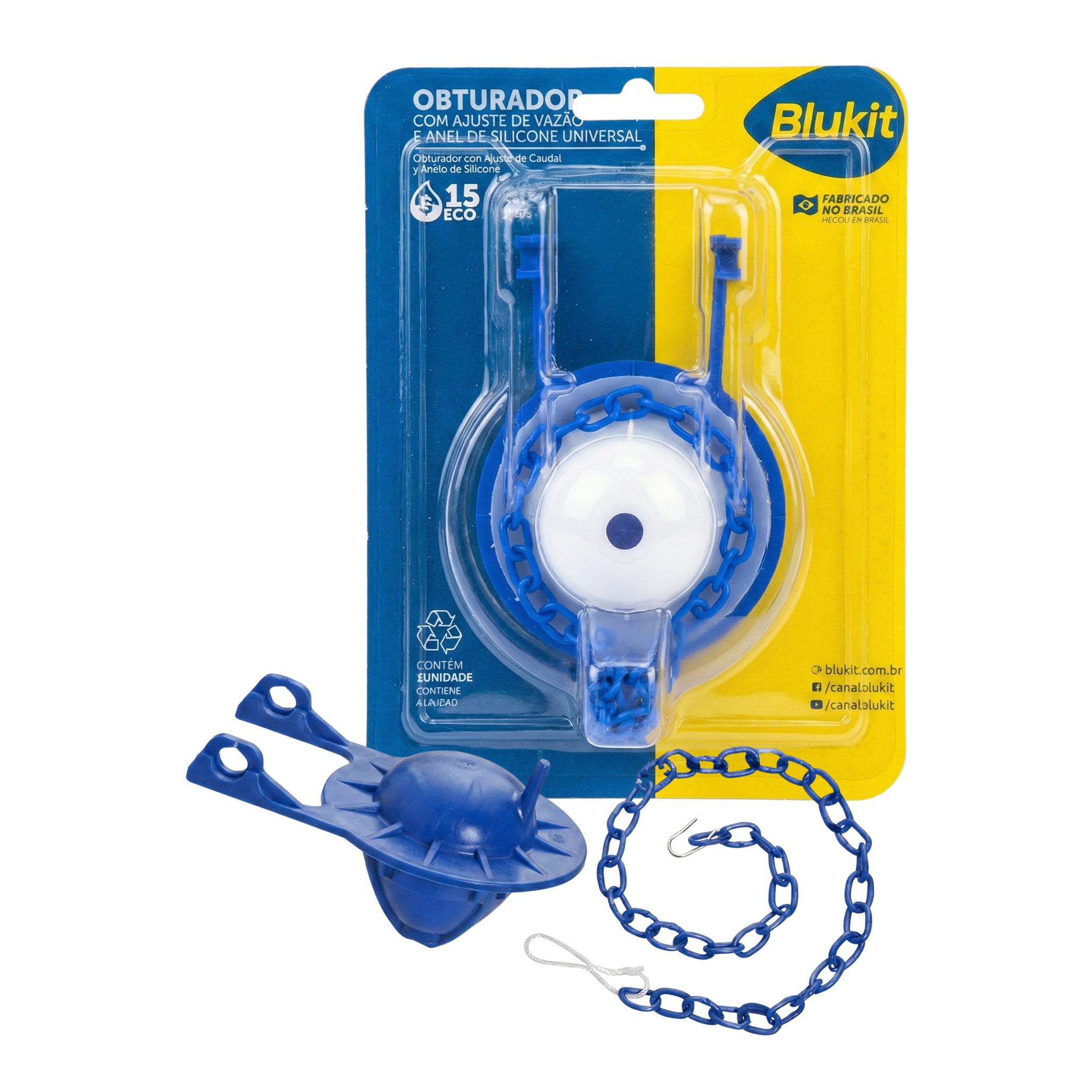 Obturador Universal para Caixa Acoplada com Anel de Silicone e Ajuste de Vazão Blukit