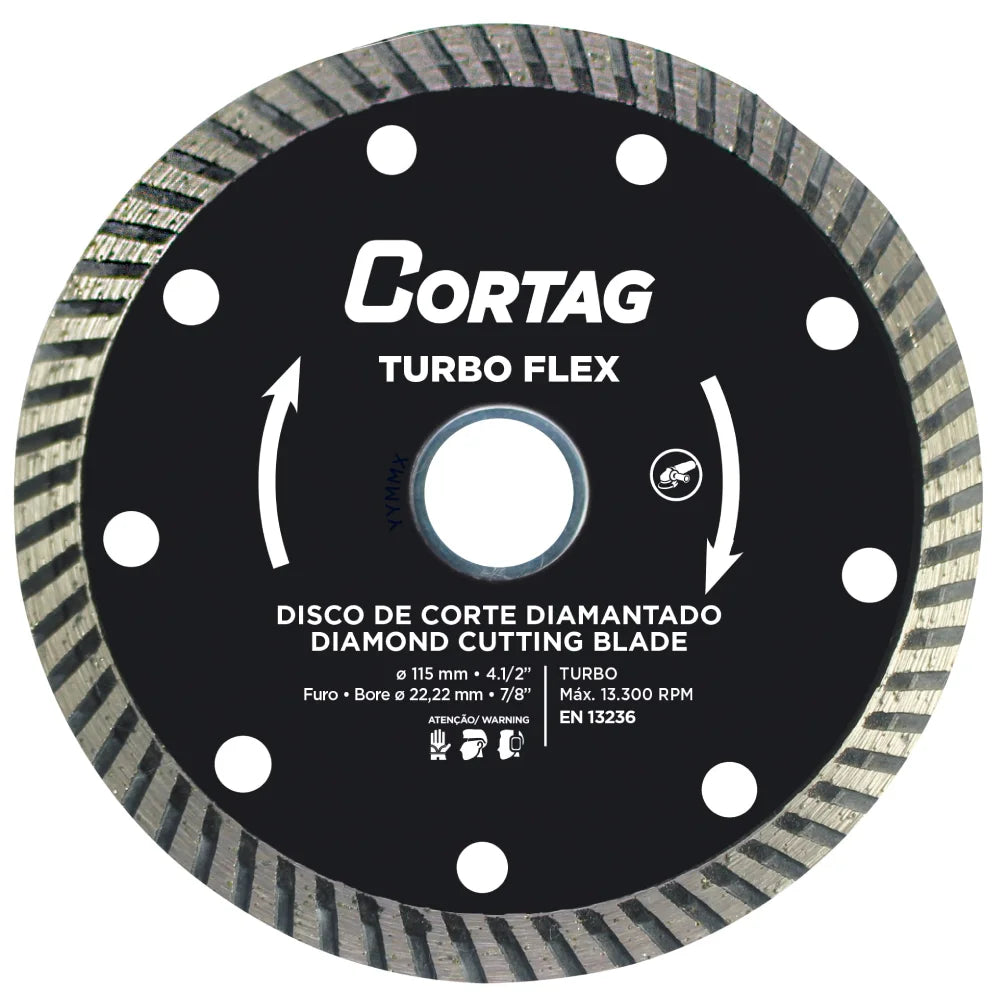 Disco de Corte Diamantado Turbo Eco Cortag 110mm para Concreto, Alvenaria e Blocos