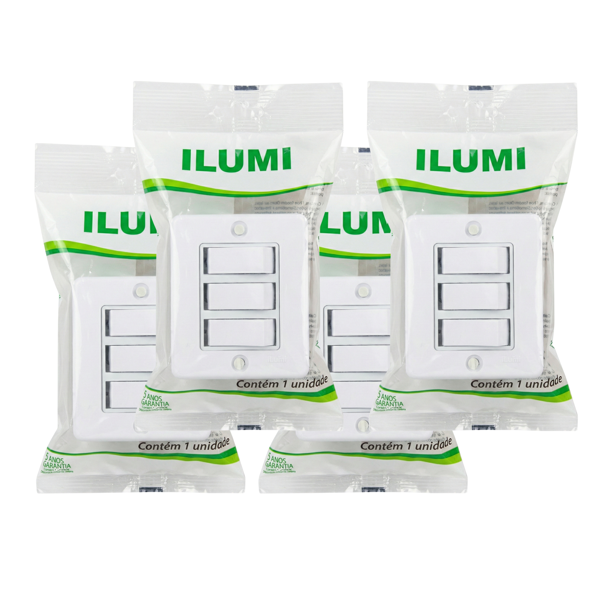 Interruptor Triplo de Sobrepor Ilumi Sistema X - 3 Teclas Simples