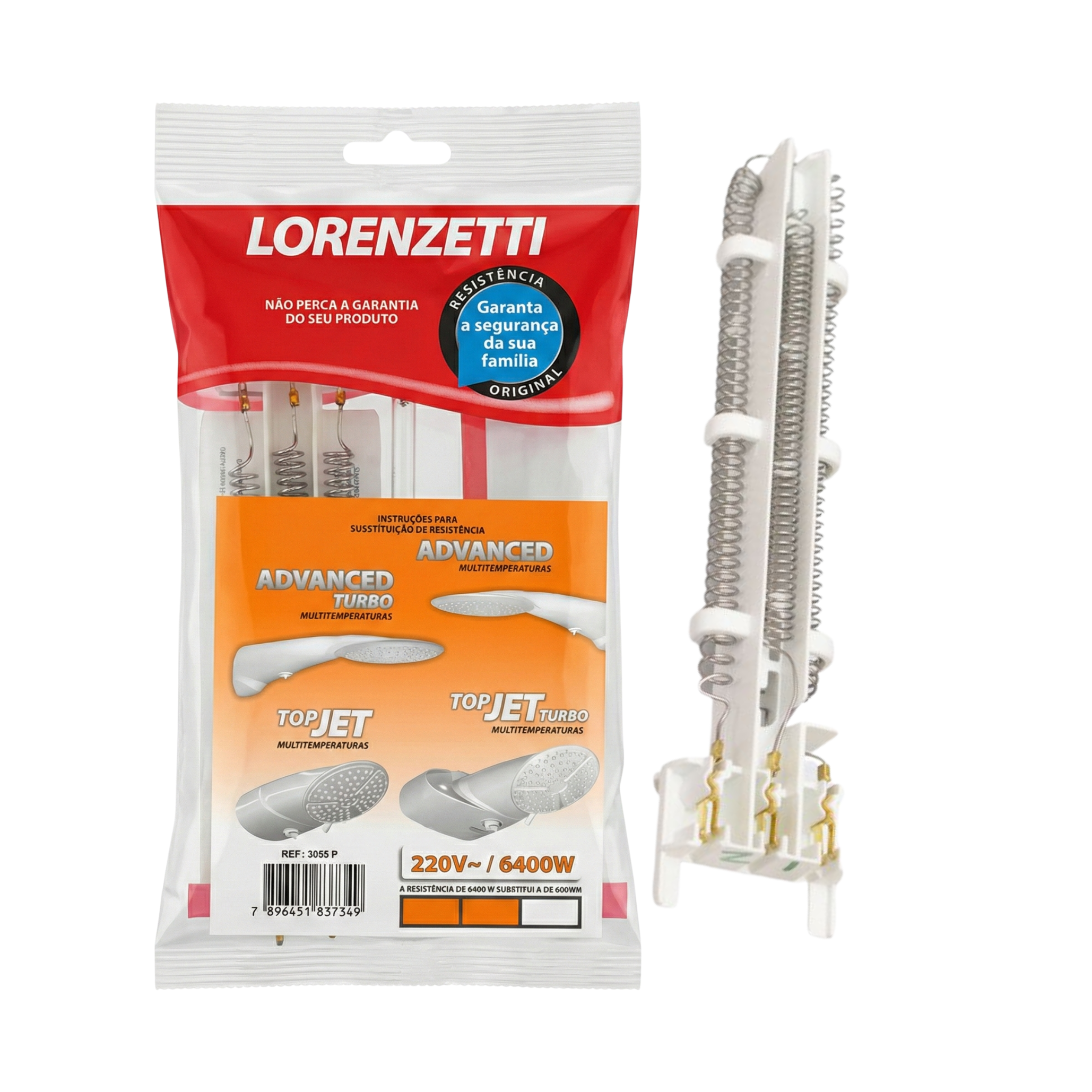 Resistência Original Lorenzetti Ref. 3055 - Para Ducha Advanced e Top Jet Multitemperatura