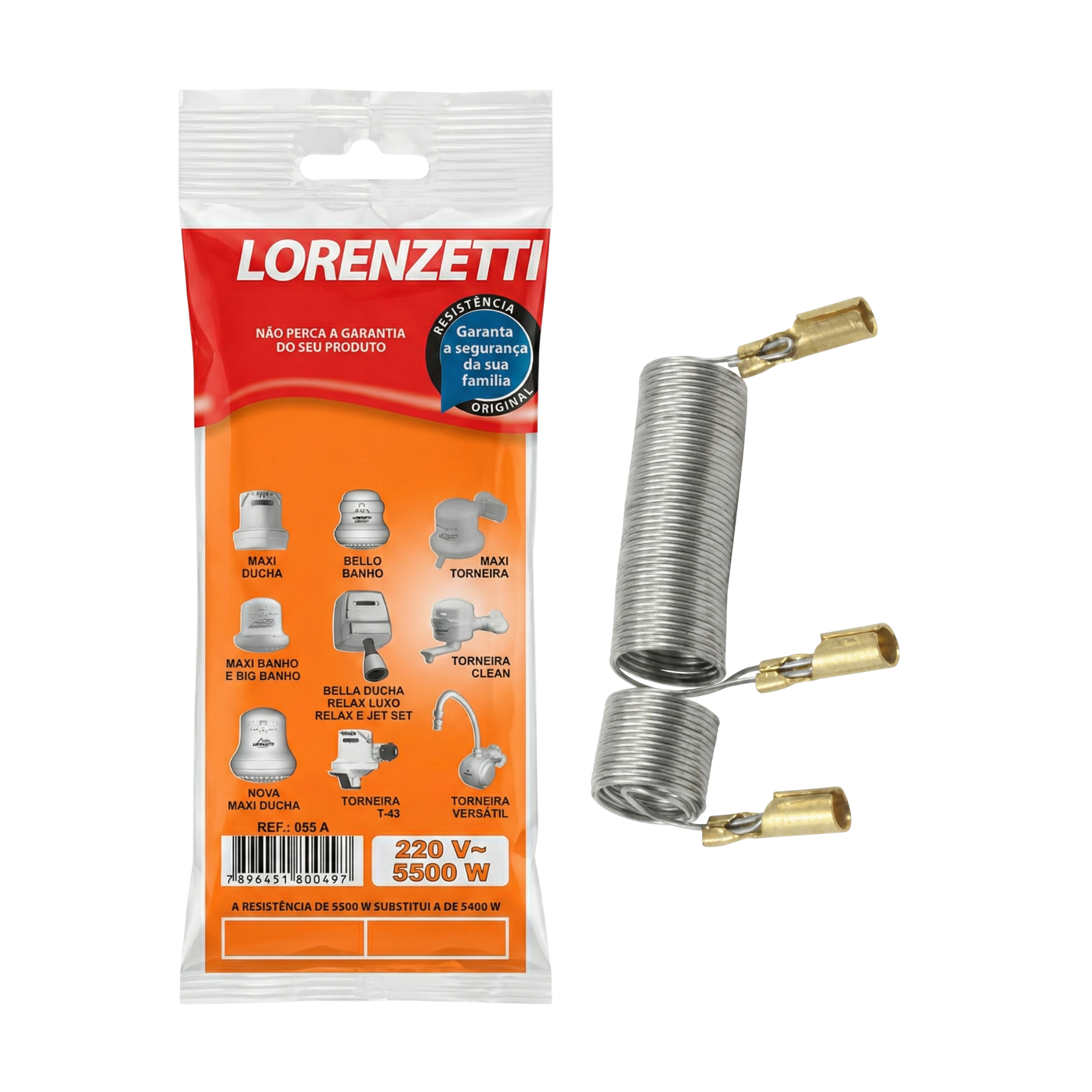 Resistência Original Lorenzetti Ref. 055 - Para Maxi Ducha, Bella Ducha e Maxi Torneira