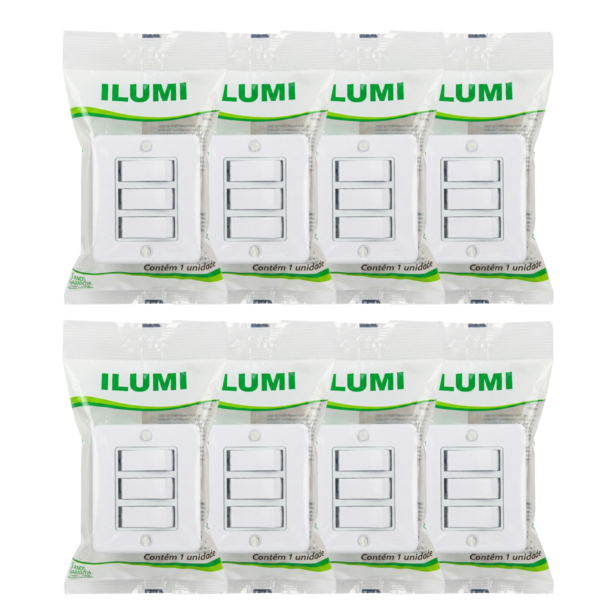 Interruptor Triplo de Sobrepor Ilumi Sistema X - 3 Teclas Simples