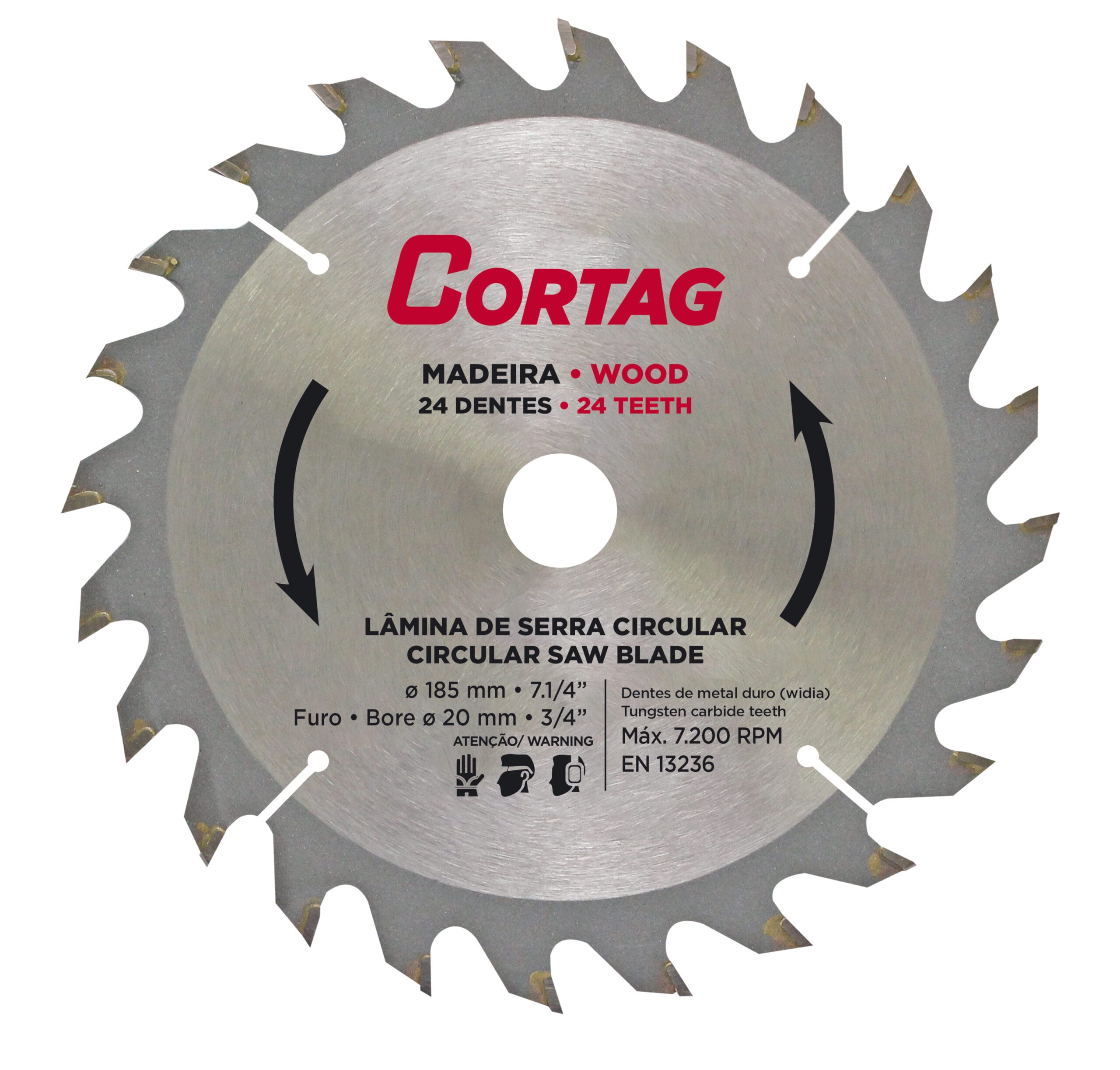 Lâmina de Serra Circular para Madeira 24 Dentes 185mm Cortag