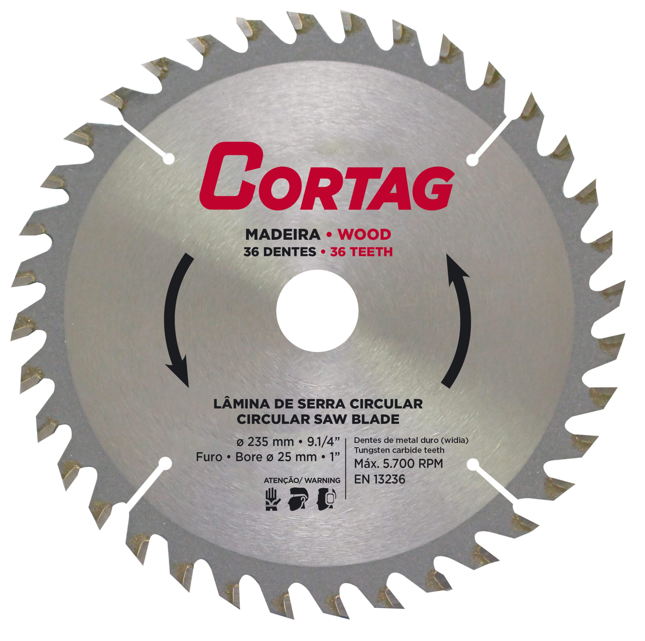Lâmina de Serra Circular para Madeira 36 Dentes 235mm Cortag