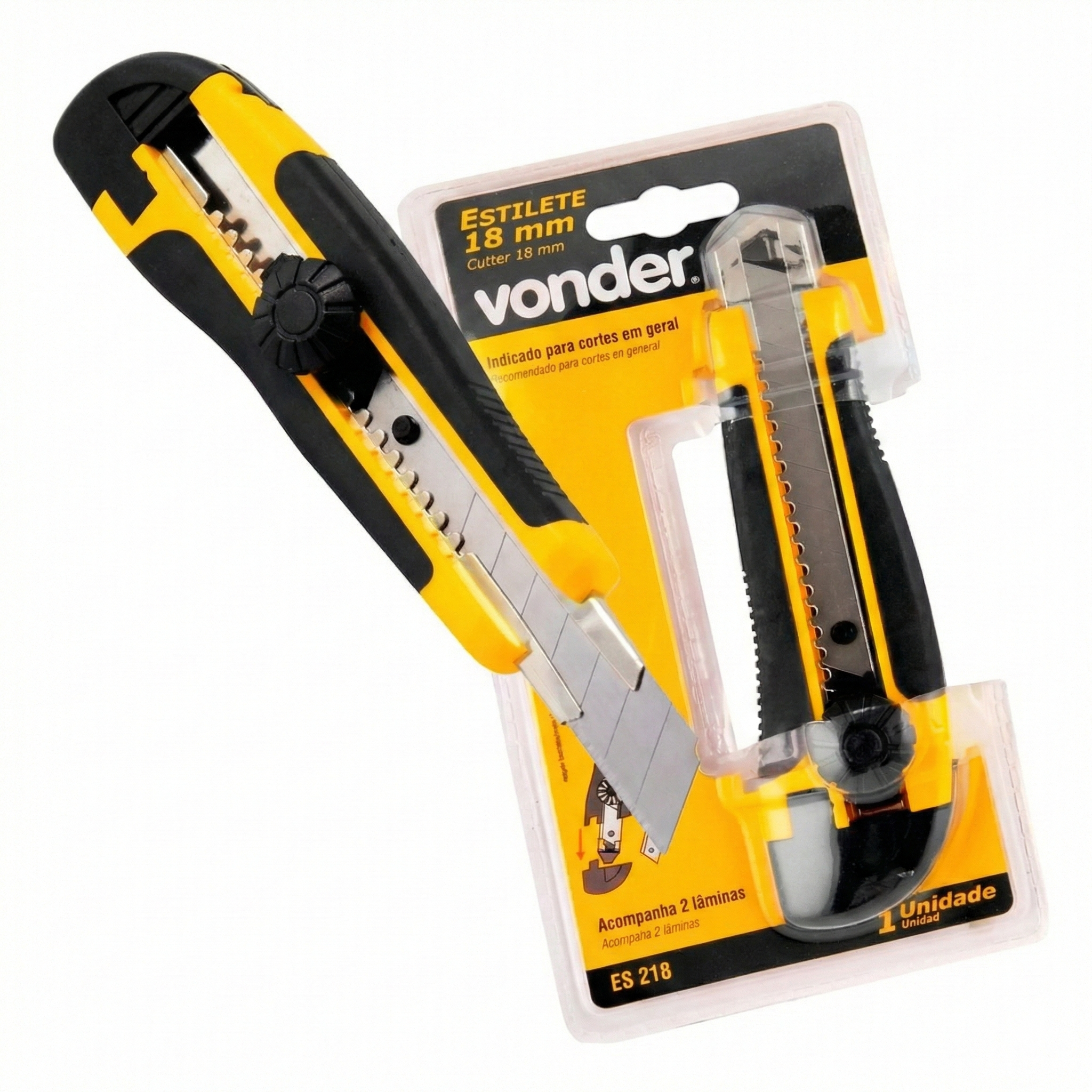 Estilete Profissional Emborrachado Vonder 18mm com Trava ES-218