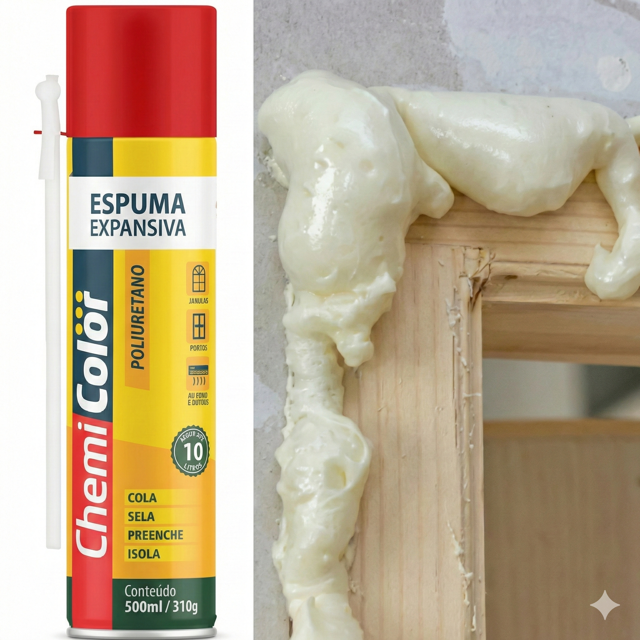 Kit 3 Espuma Expansiva Prime Chemicolor PU Uso Geral 500ml / 280g MP90