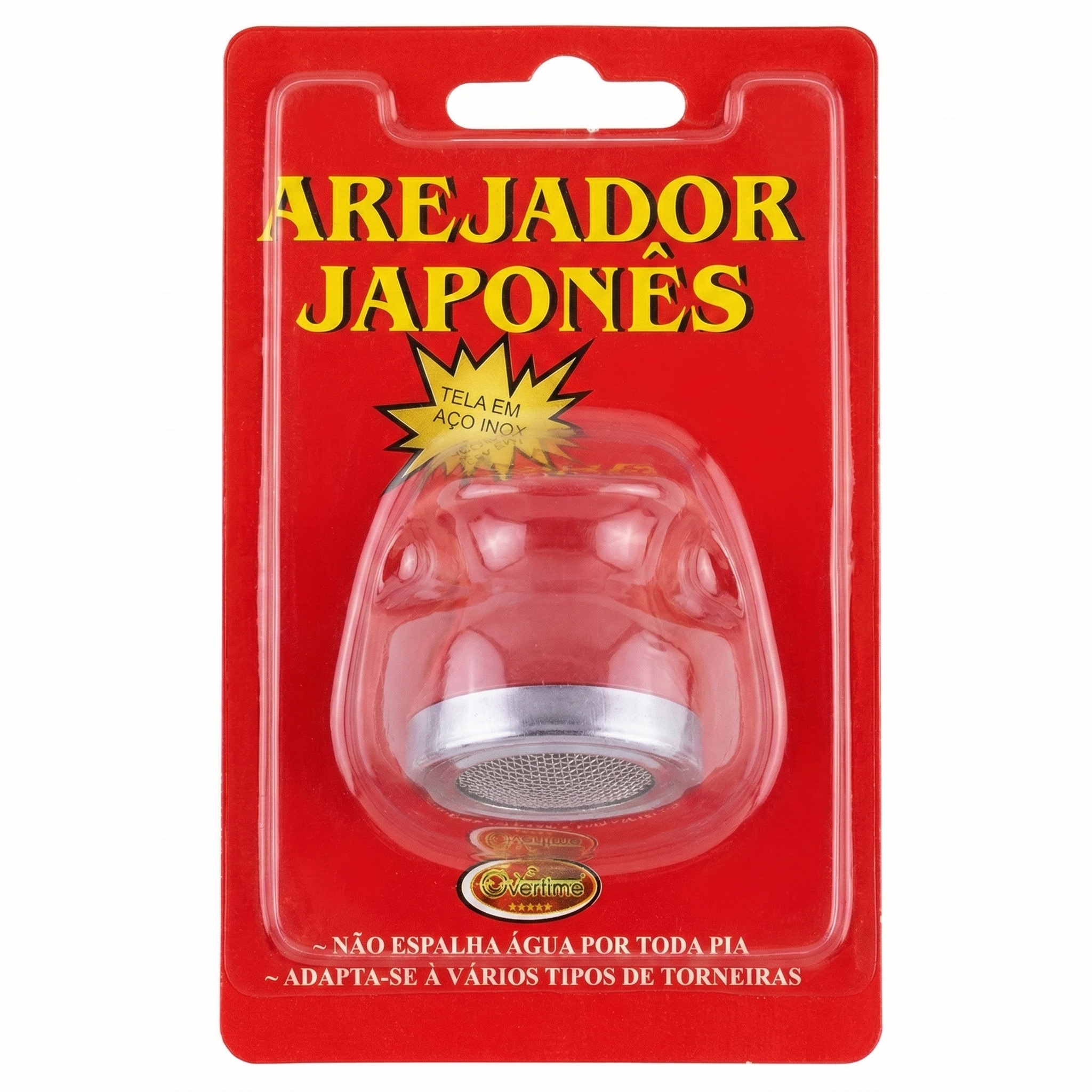 Arejador de Torneira Japonês Overtime - Encaixe Universal com Tela em Aço Inox - Anti-Respingos