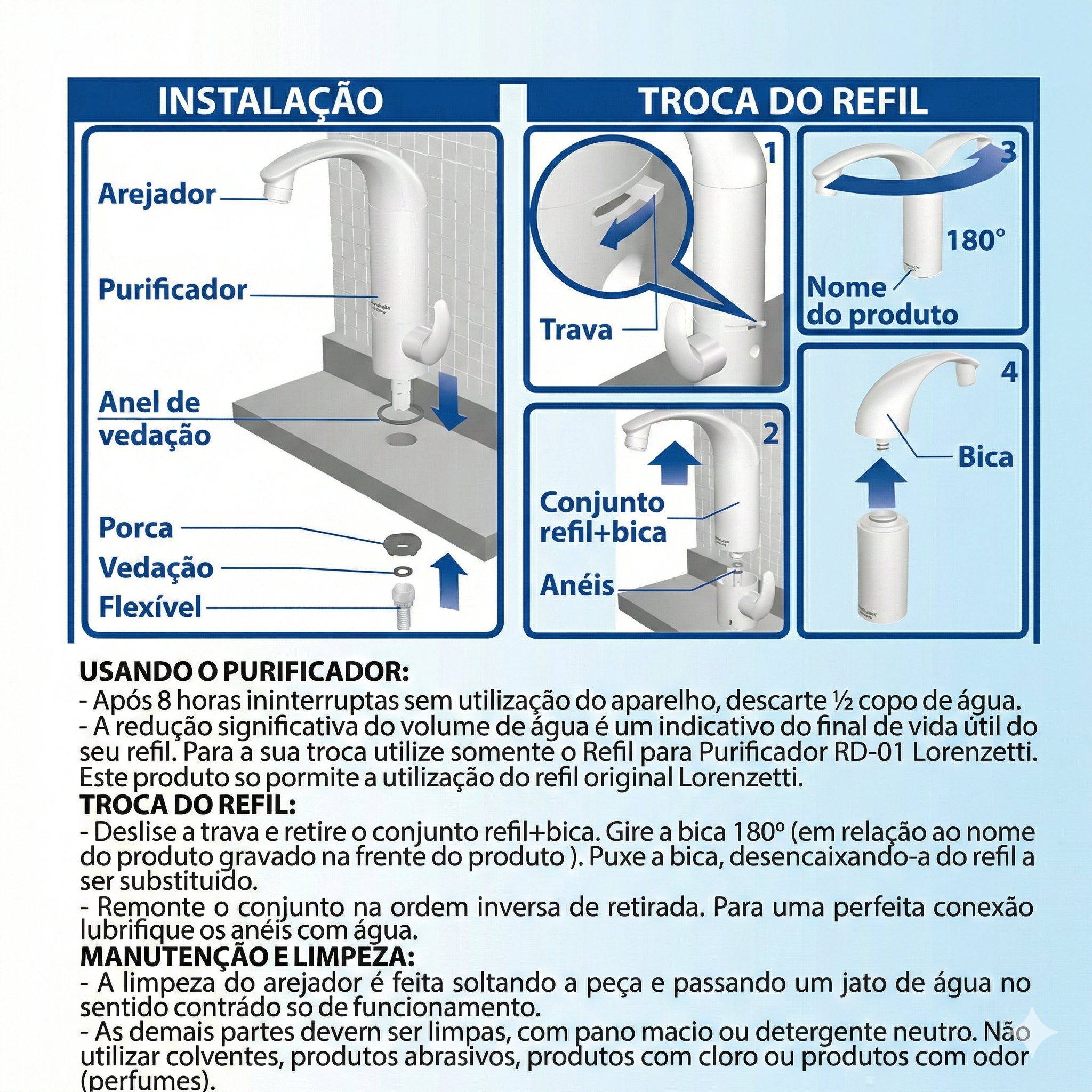 Purificador de Água com Torneira de Mesa Acqua Due Lorenzetti - 2 em 1