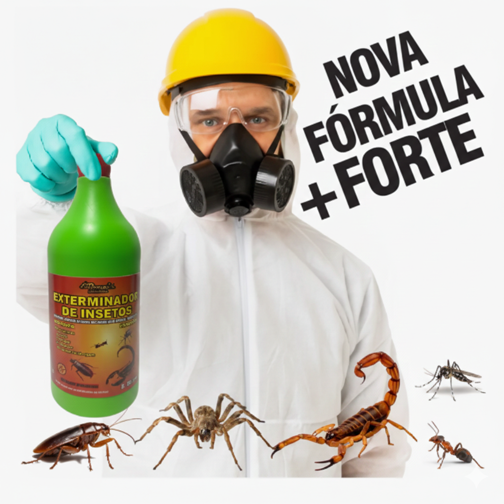 Exterminador de Insetos Líquido Contra Baratas, Aranhas, Escorpiões e Pernilongos