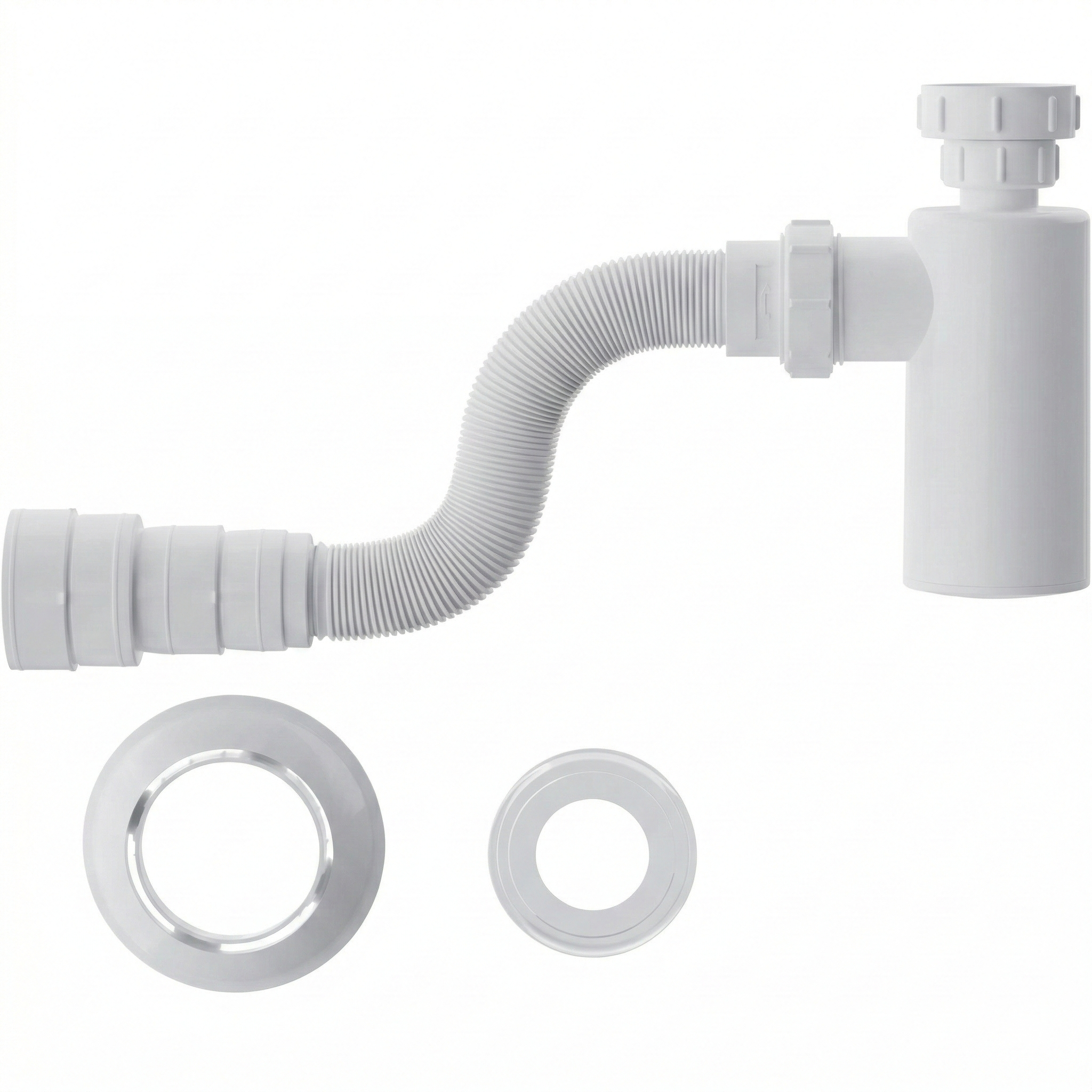 Sifão Copo Flexível Branco para Lavatório 7/8" com Canopla - Blukit