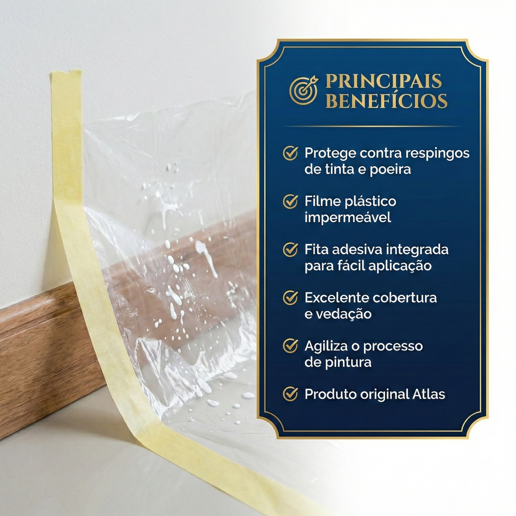 Salva Pintura Atlas 0,45m x 20m – Veda Mancha com Fita Adesiva