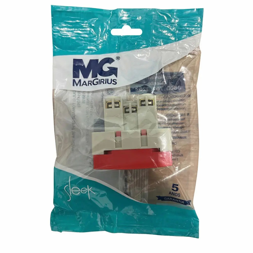 Módulo Tomada 2P+T 20A 250V Vermelha Sleek Margirius NBR 14136 (15918)