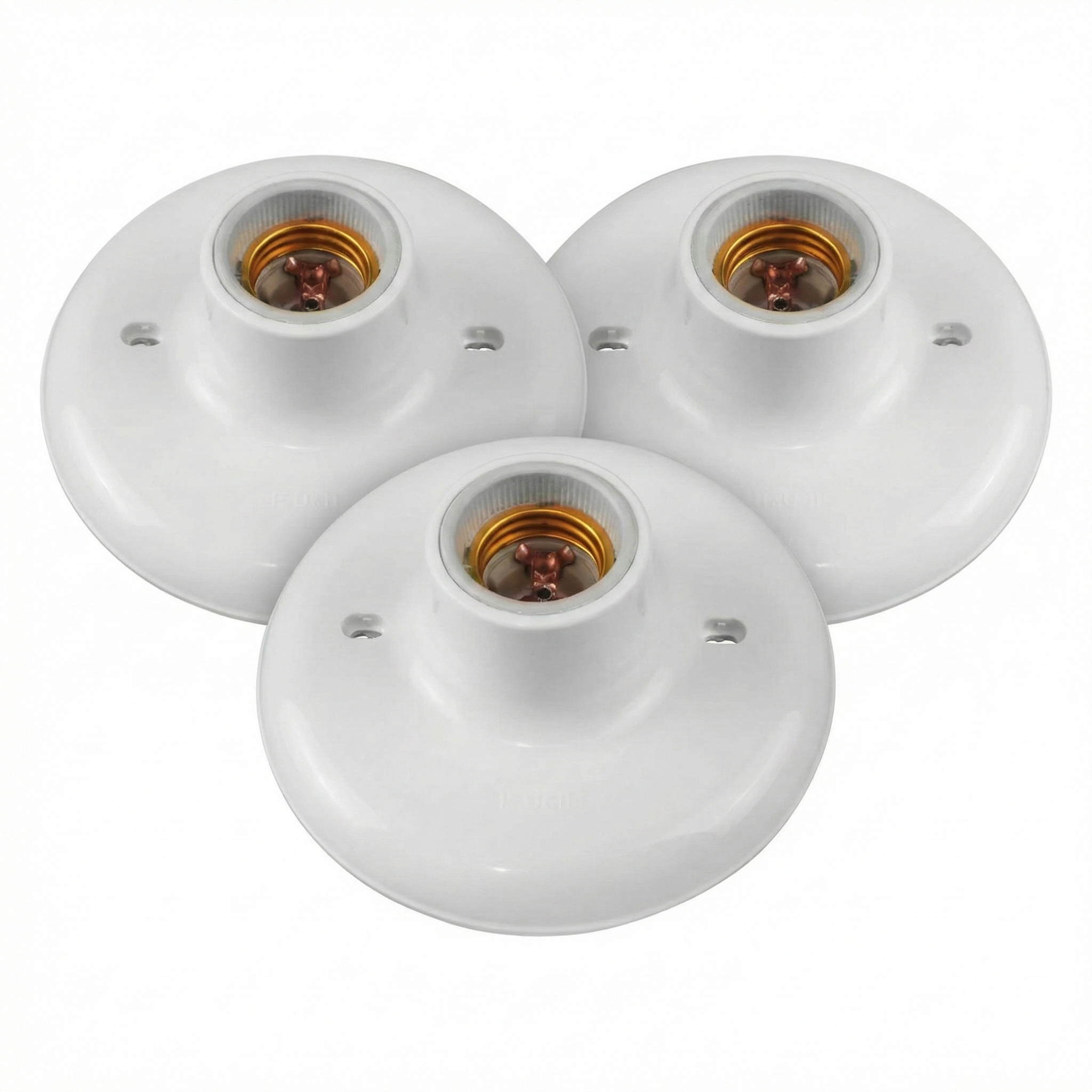 Kit 3 Unidades Plafon Bocal Lâmpada Plafonier Ilumi 100W - Soquete Porcelana E27 - 250V