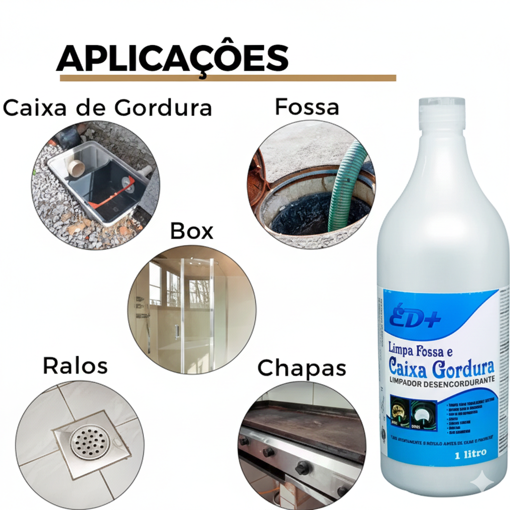Limpa Fossa e Caixa de Gordura ED+ Desengordurante Concentrado 1 Litro
