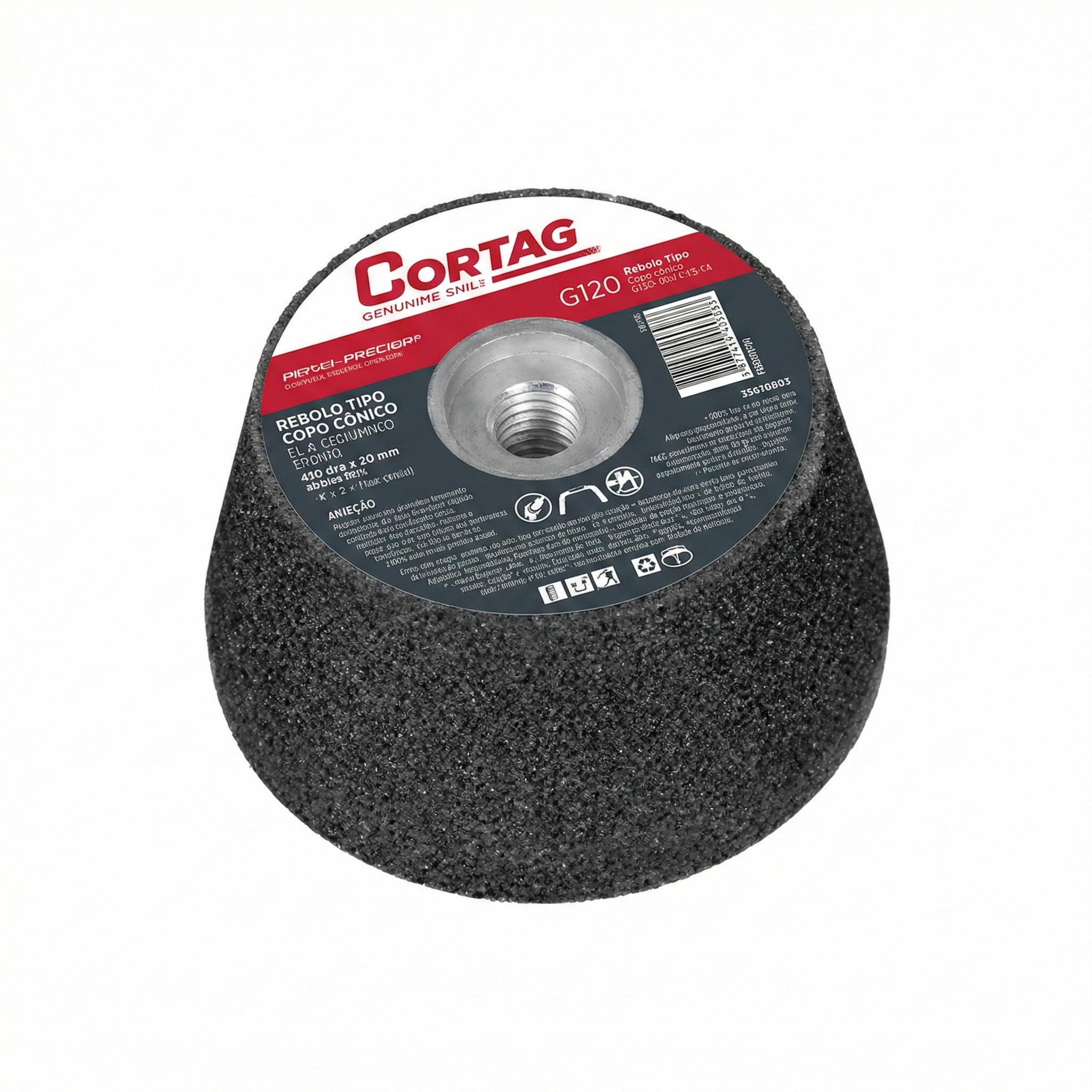 Rebolo Tipo Copo Cônico G-120 para Esmerilhadeira Acabamento de Piso e Porcelanato Cortag