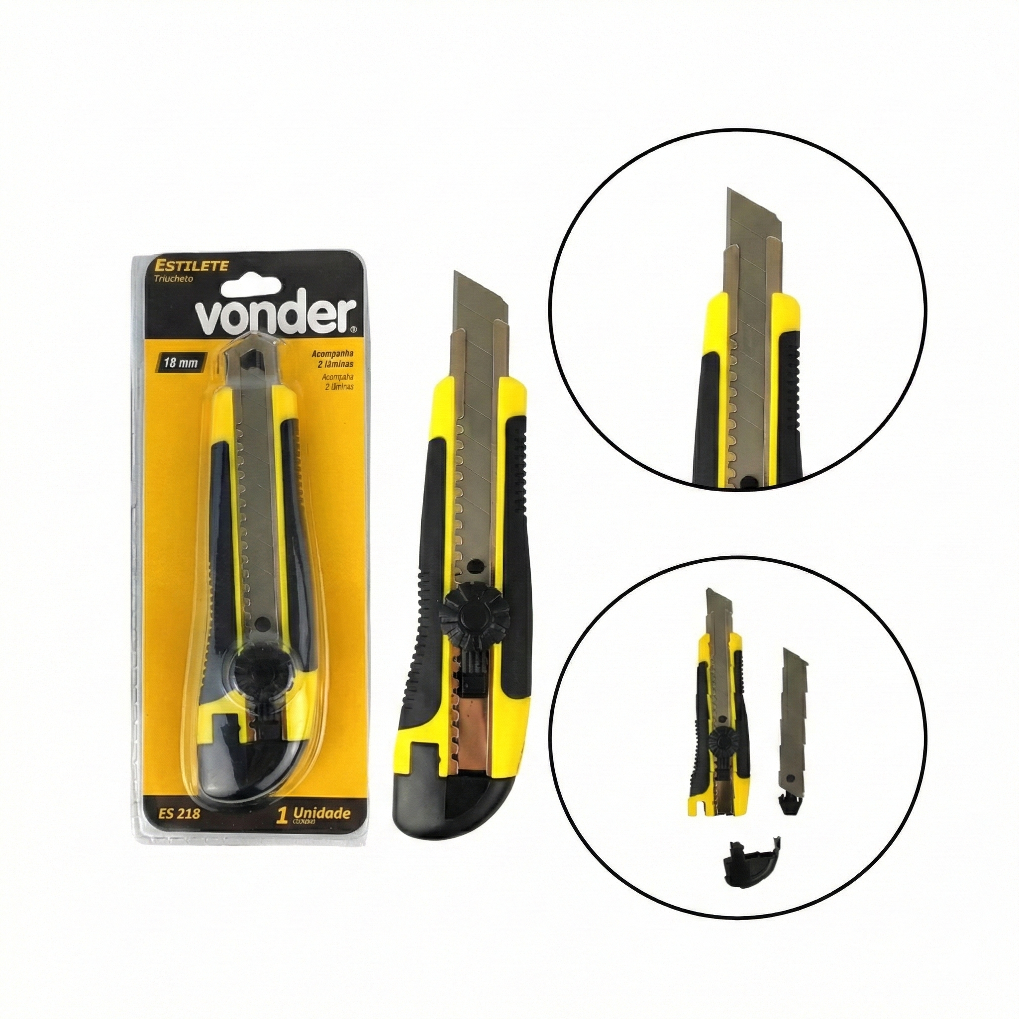 Estilete Profissional Emborrachado Vonder 18mm com Trava ES-218