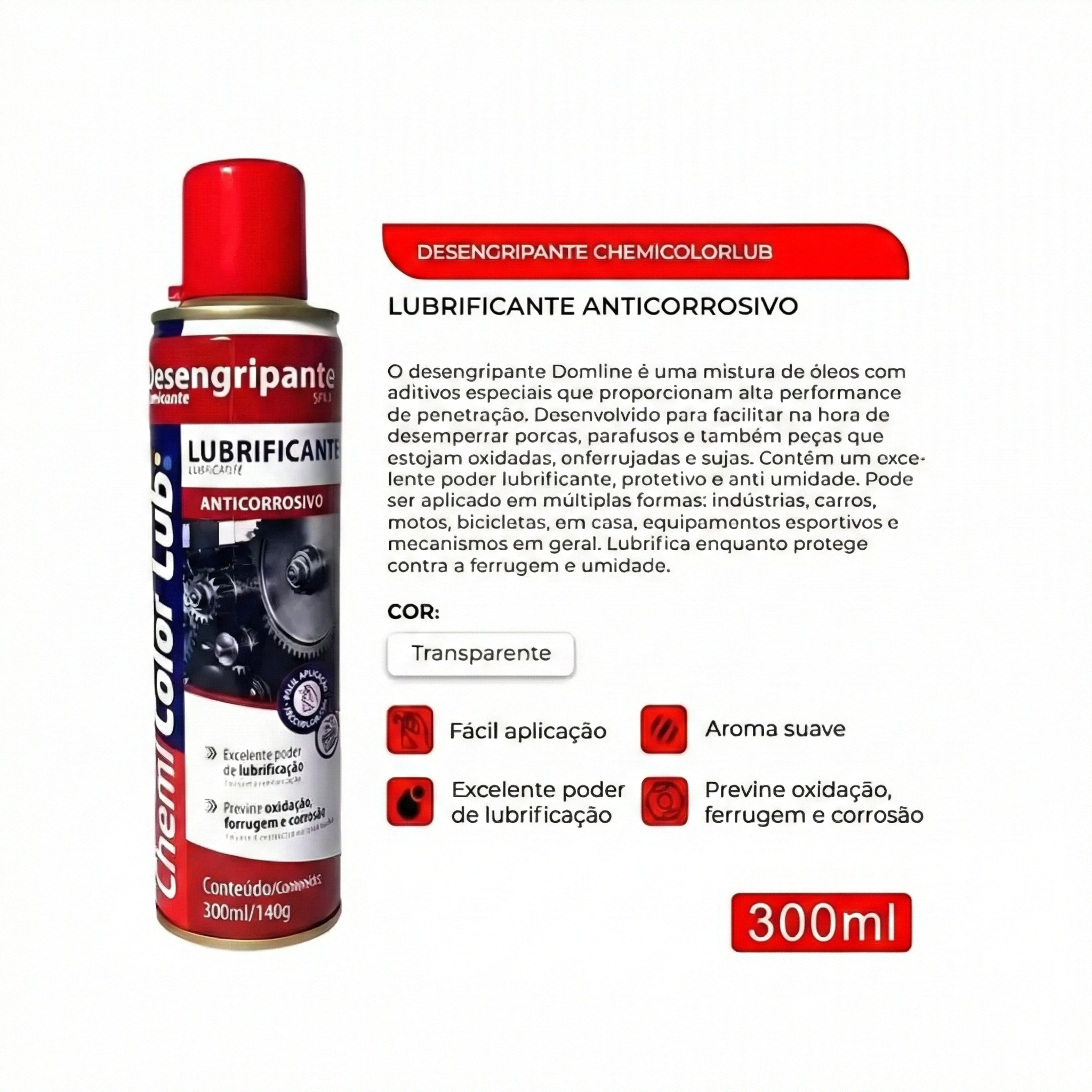 Óleo Desengripante Lubrificante Spray Chemicolor 300ml 140g