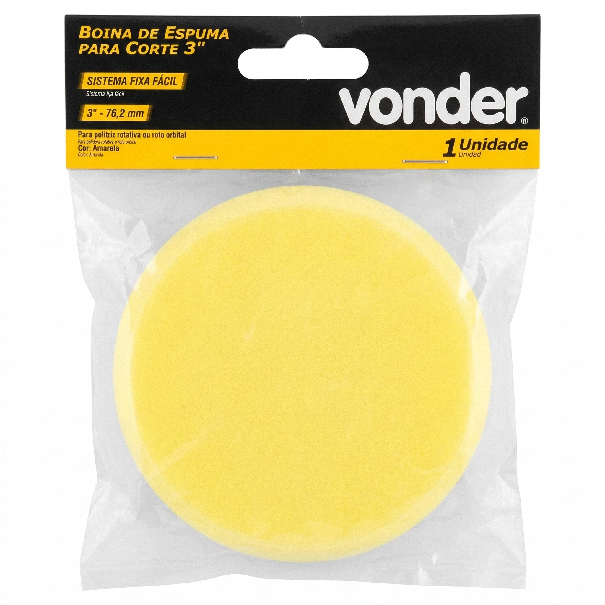 Boina de Espuma para Refino Vonder 3" (76,2 mm) - Sistema Fixa Fácil