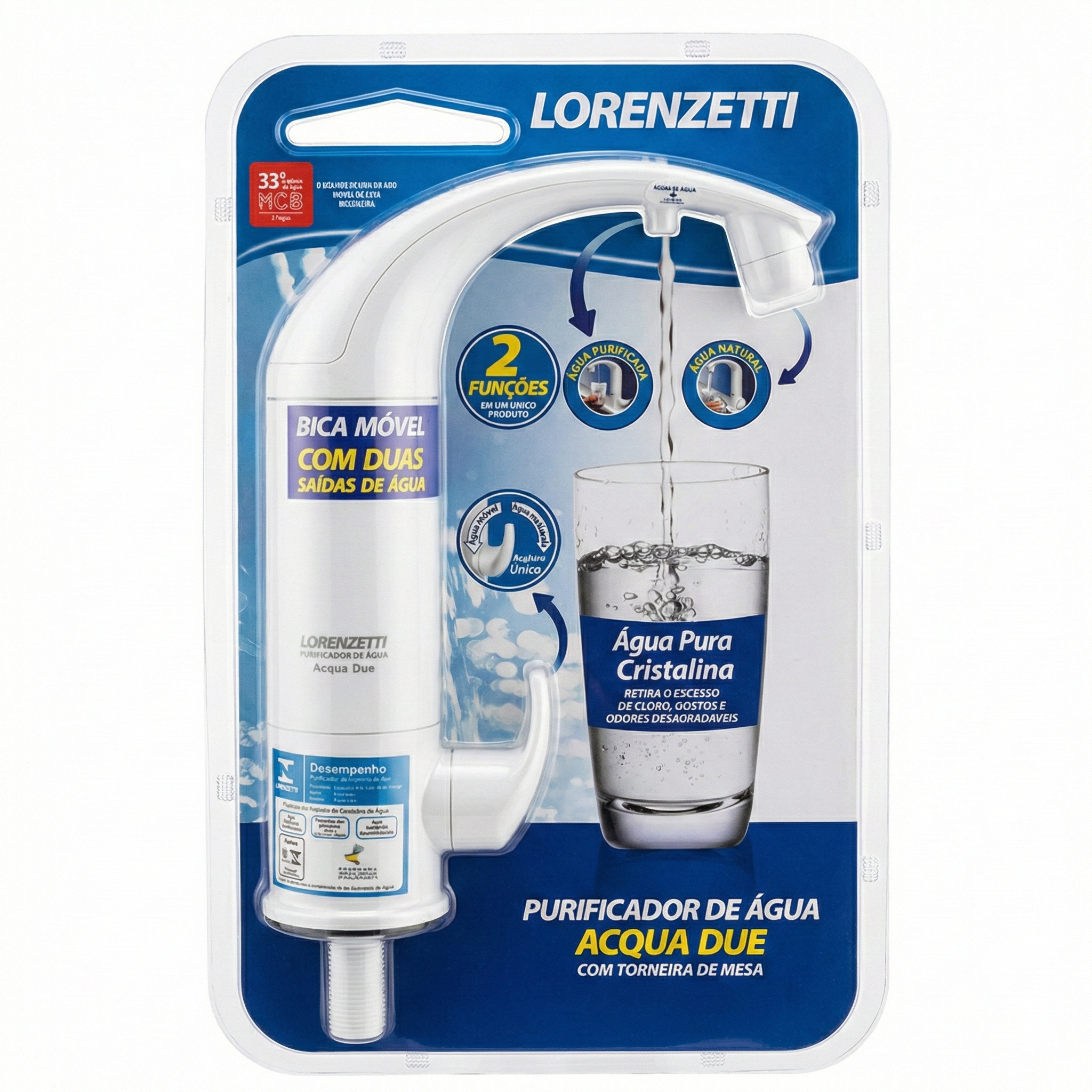 Purificador de Água com Torneira de Mesa Acqua Due Lorenzetti - 2 em 1