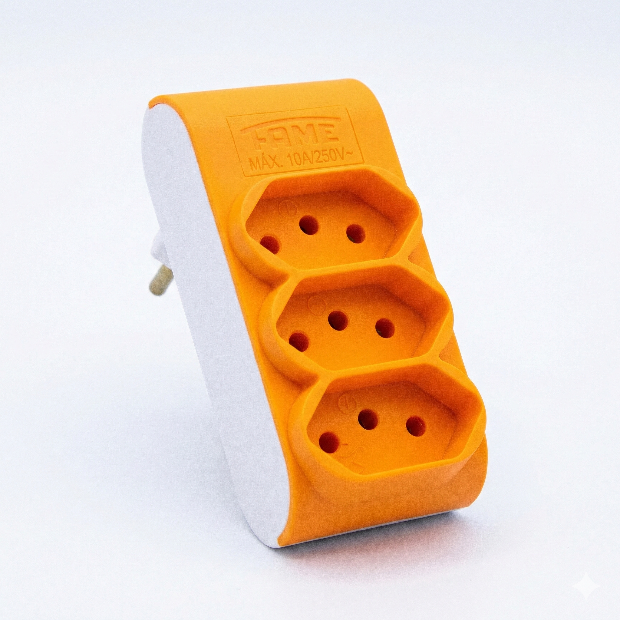 Adaptador Benjamin T 3 Saídas 10A FAME - Multiplicador de Tomadas 2P+T - Padrão 10A (Pino Fino) - Cores Sortidas