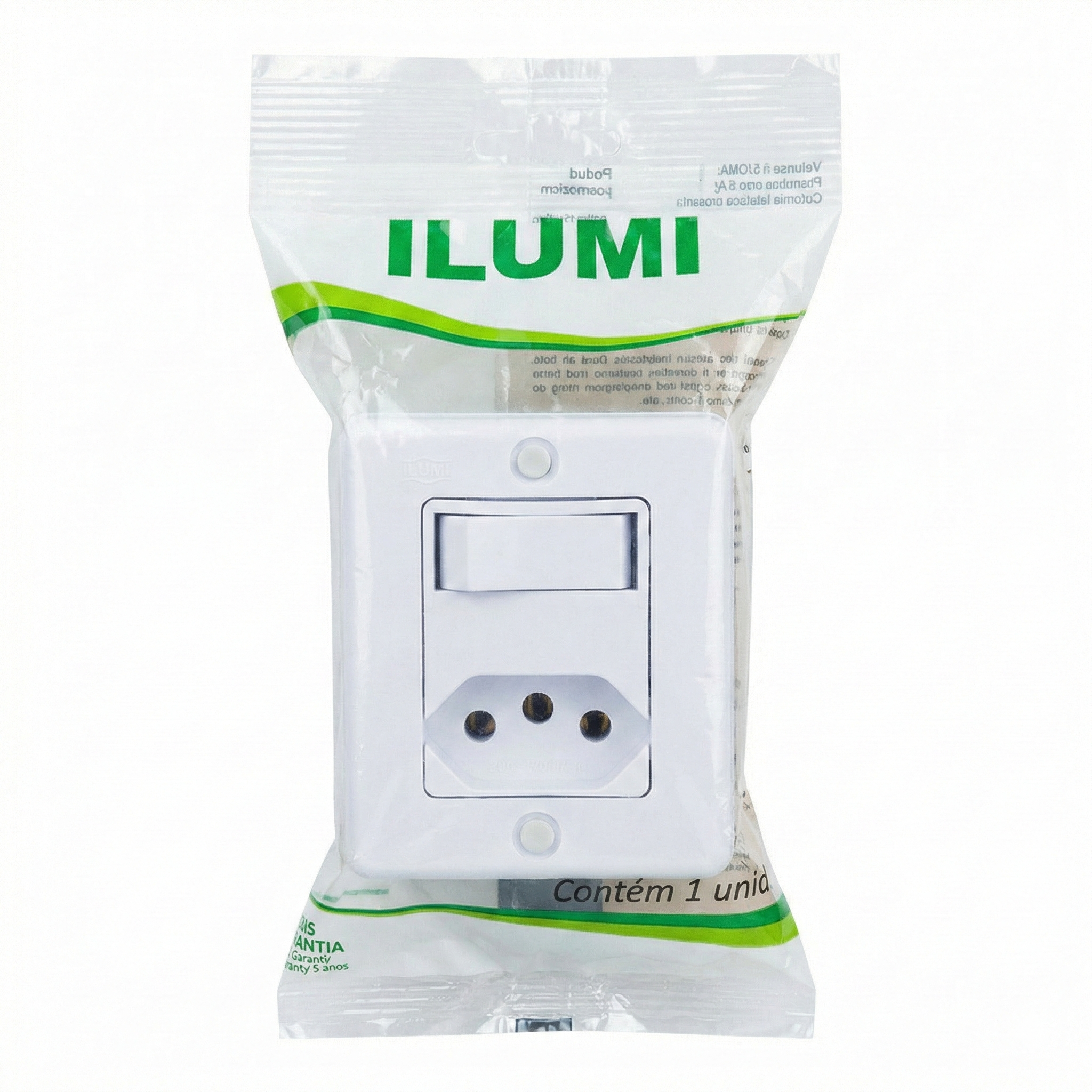 Conjunto Interruptor Simples + Tomada 20A de Sobrepor Ilumi Sistema X