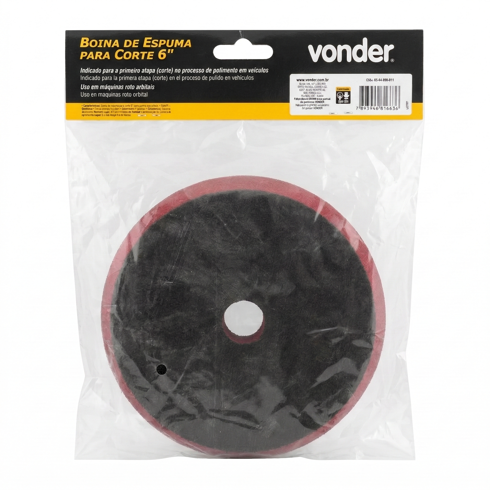 Boina de Espuma para Corte Vonder 6" (152,4 mm) - Especial Roto Orbital - Vermelha