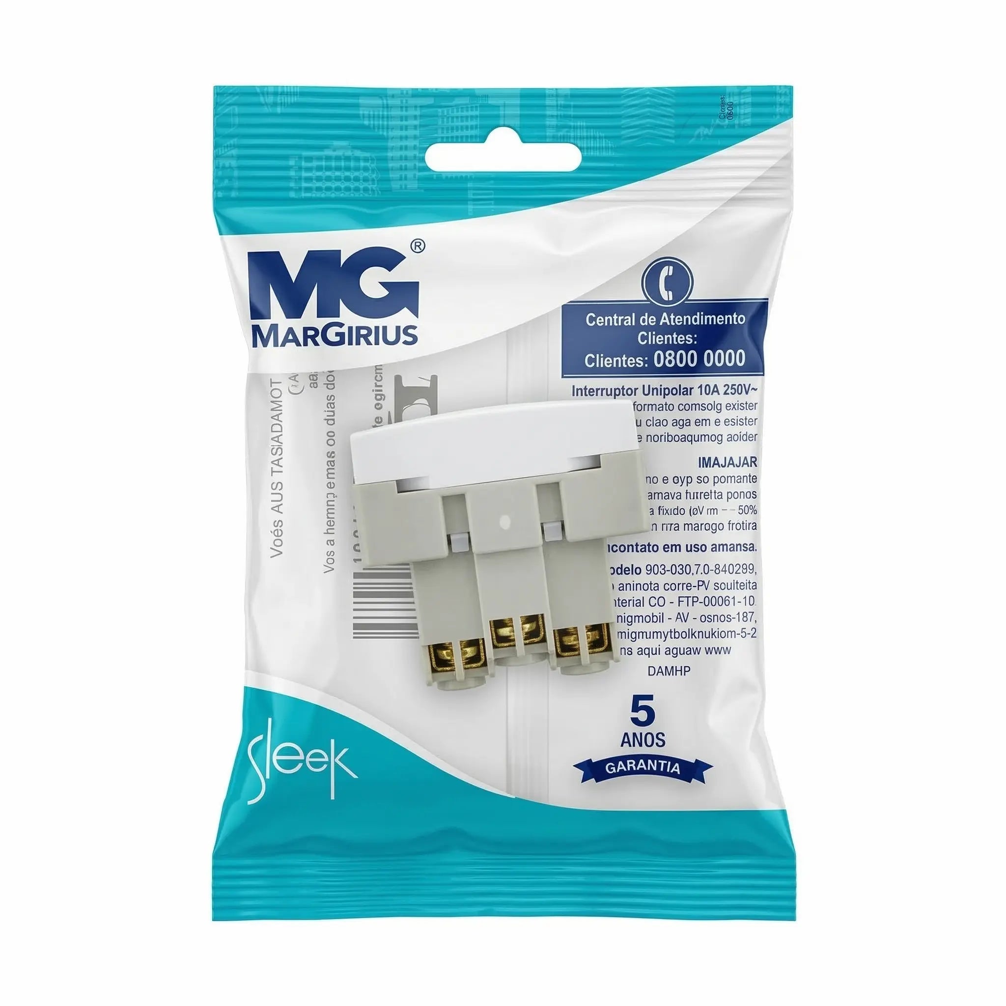 Módulo Tomada 2P+T 20A 250V NBR 14136 Sleek Margirius PA016048 – Branco