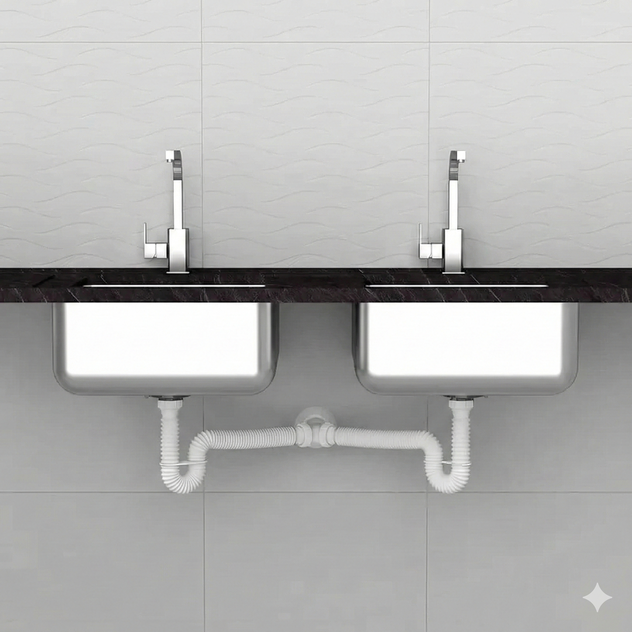 Multissifão Sanfonado Duplo Universal 71cm Krona - Para Pia e Tanque Duplo