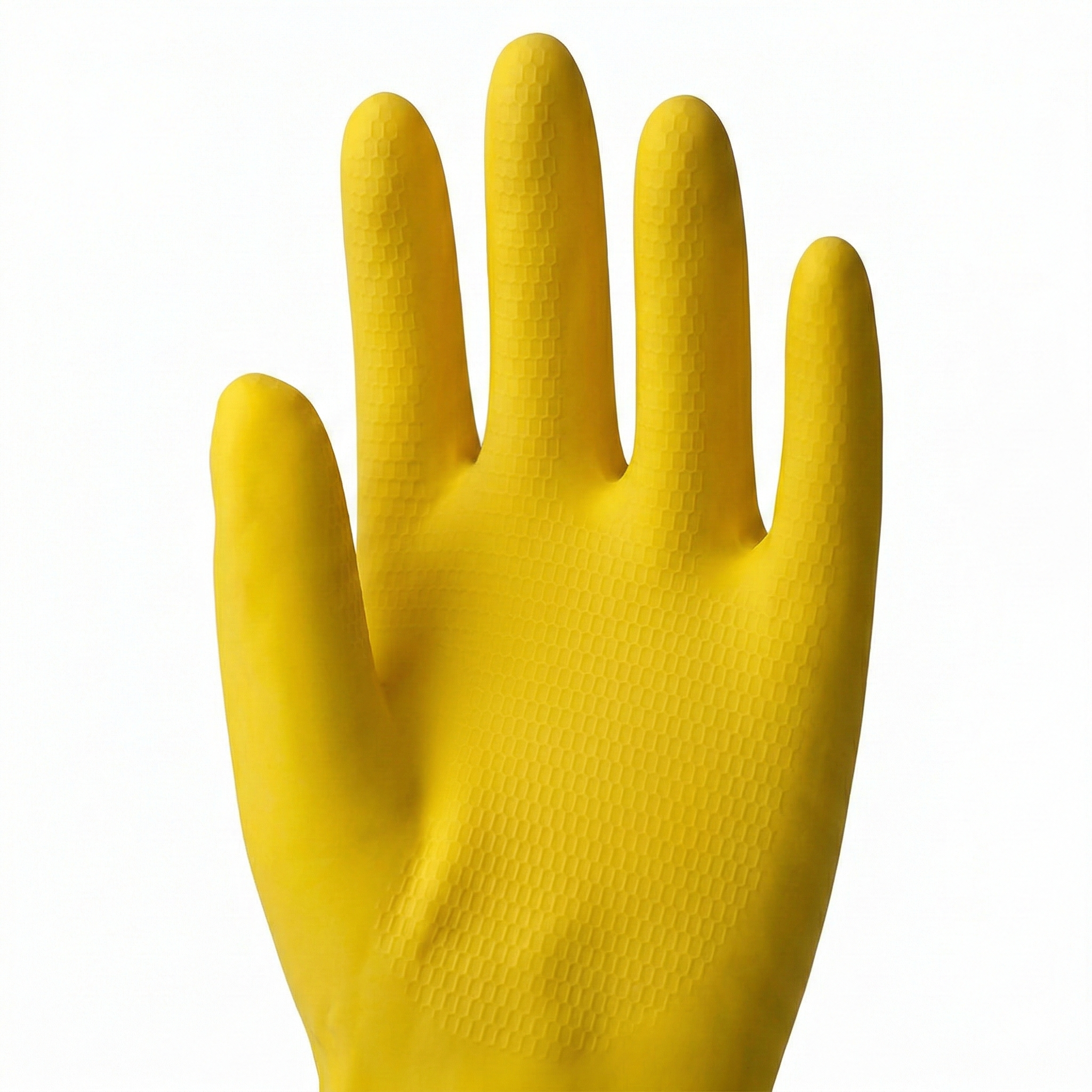 Luva de Látex Natural Sanro Top Amarela com Interior Flocado e Palma Antiderrapante