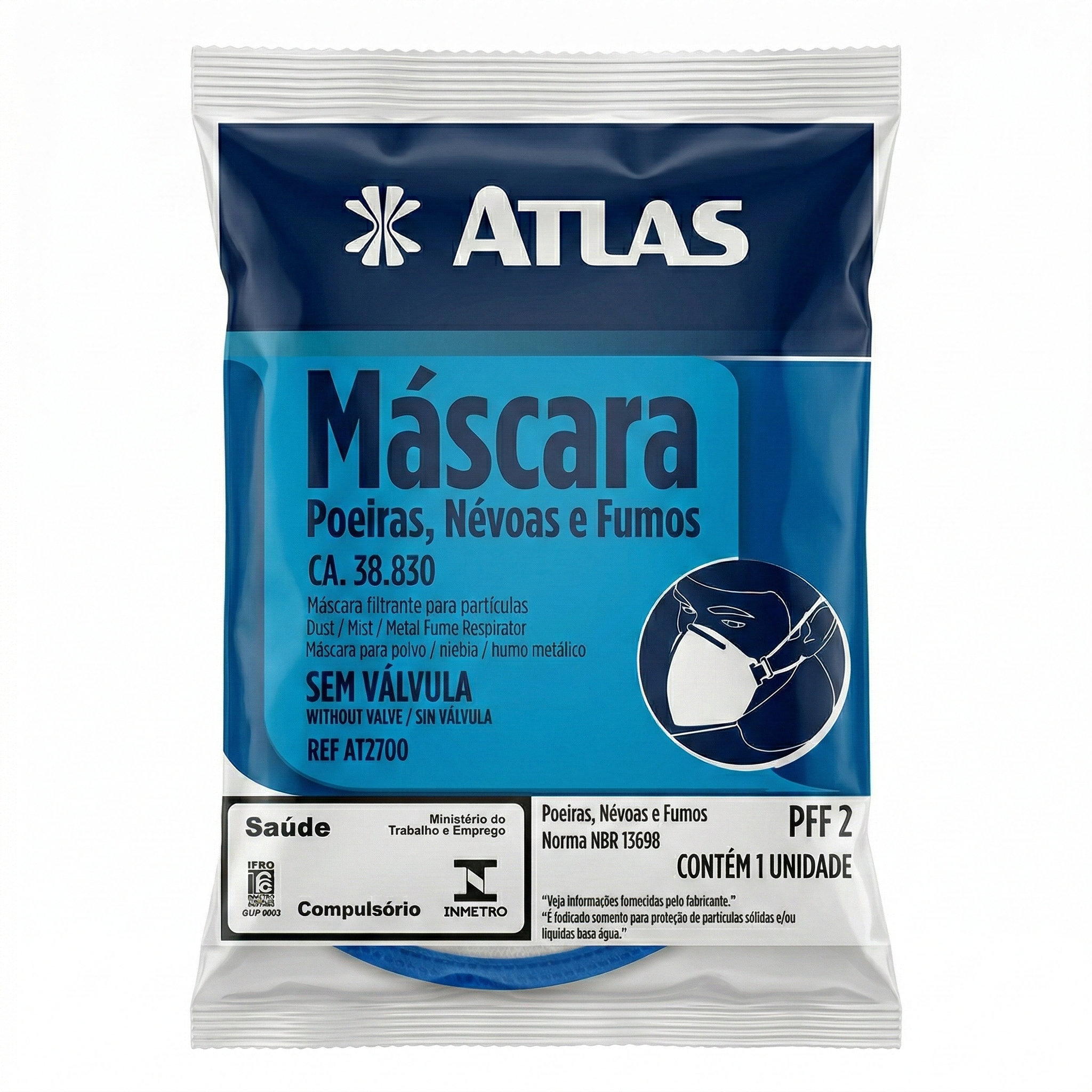 Kit 10 Máscaras Respiratórias Atlas PFF1 e PFF2 - Proteção Profissional Certificada