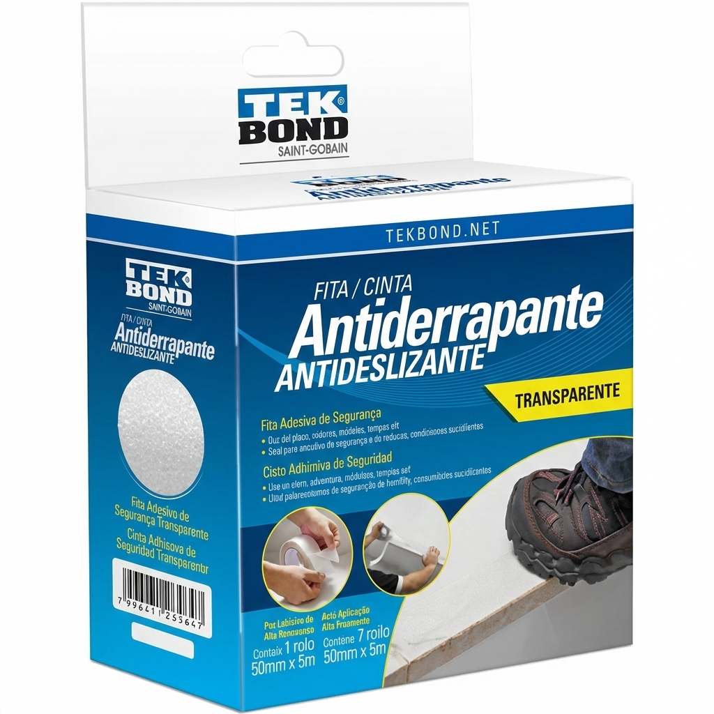 Fita Antiderrapante Preta 50mm x 5m Tekbond - Alta Resistência para Escadas, Rampas e Degraus