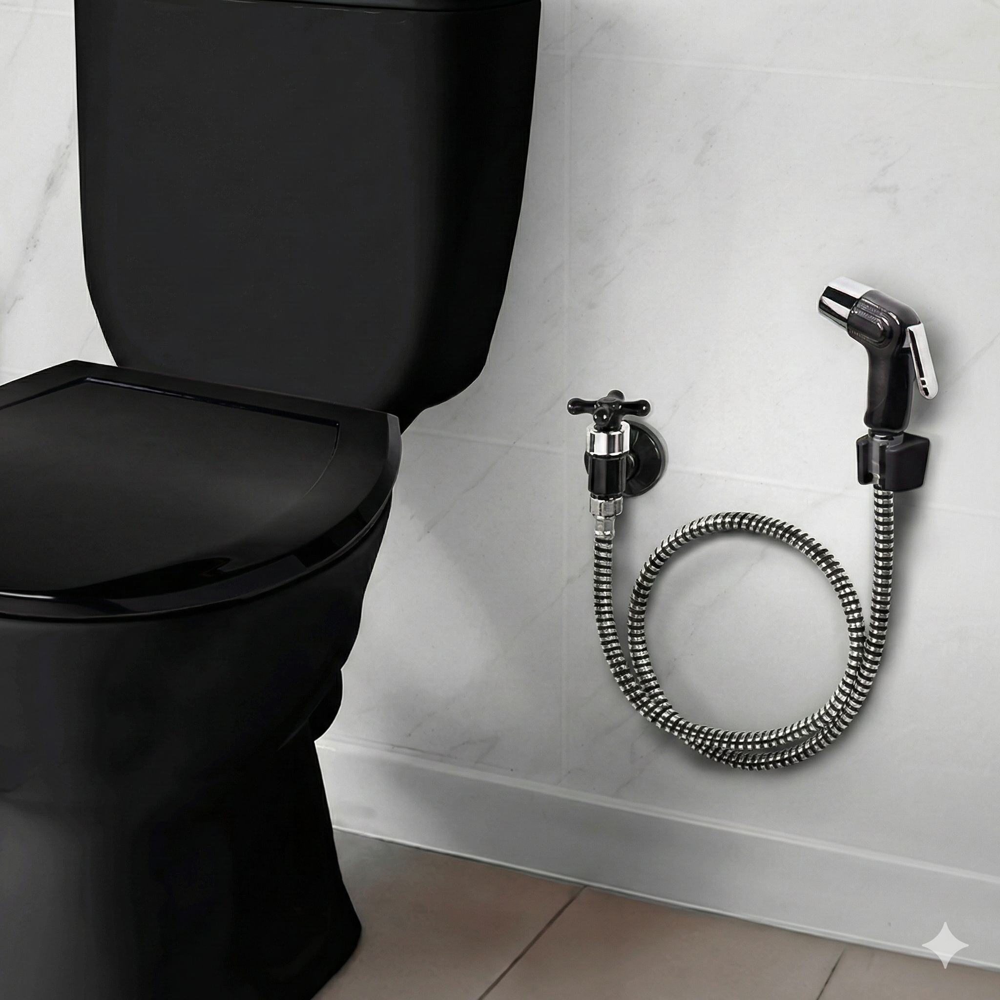 Ducha Higiênica Maruja Preta com Detalhes Cromados - Víqua