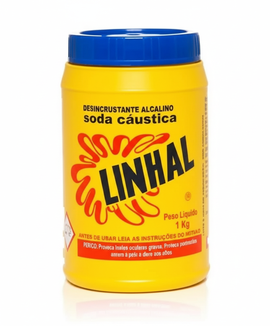 Soda Cáustica Linhal 1kg para Desentupir Pias, Vasos e Encanamentos