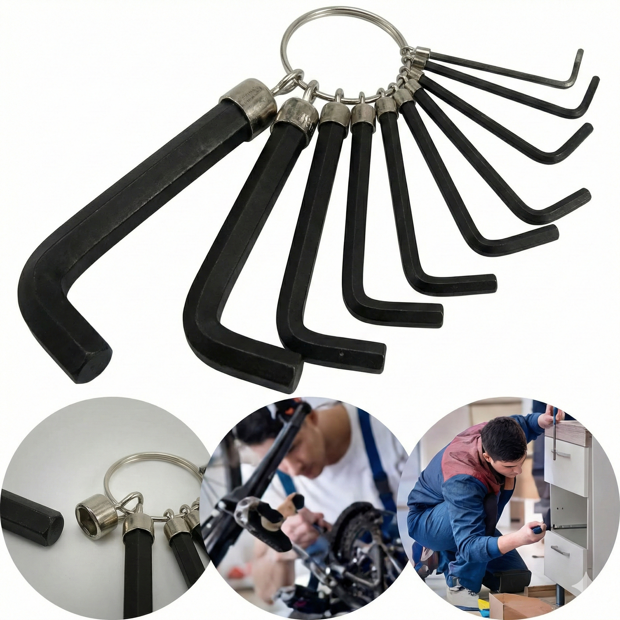 Jogo de Chave Allen Hexagonal 10 Peças Brasfort - 1,5mm a 10mm com Suporte Organizador