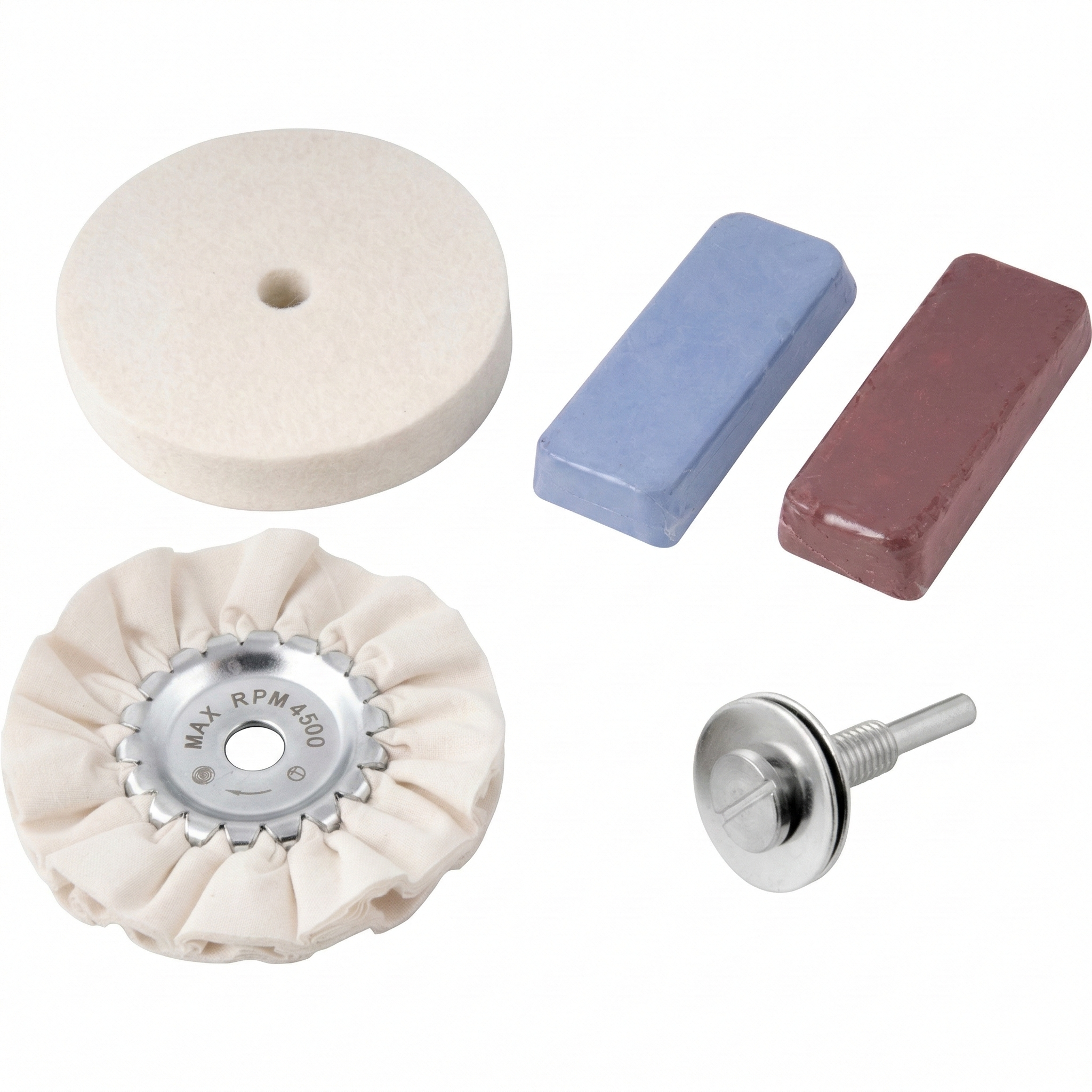 Kit de Polimento Vonder 5 Peças com Rodas de Feltro, Pano e Pastas - Adaptador 6 mm para Furadeira