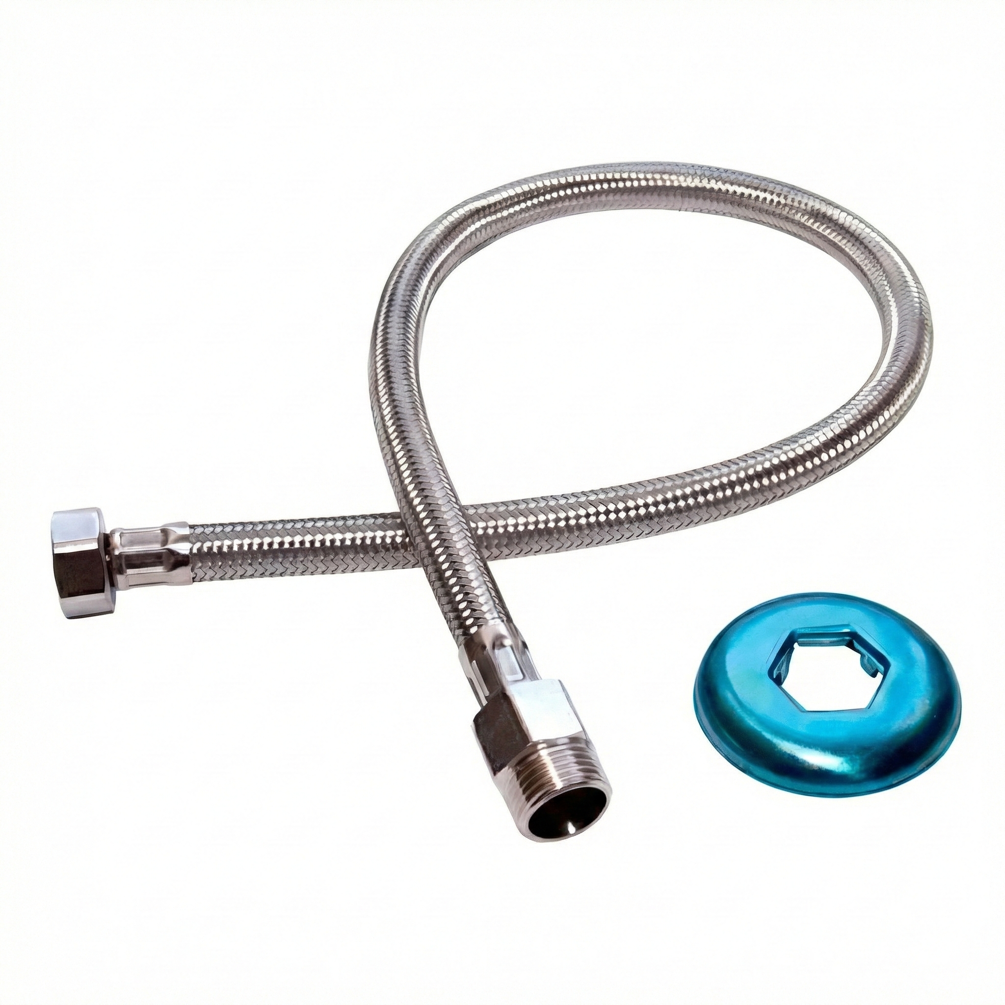 Engate Flexível Malha de Aço Inox 1/2" Blukit - Alta Resistência Água Quente/Fria