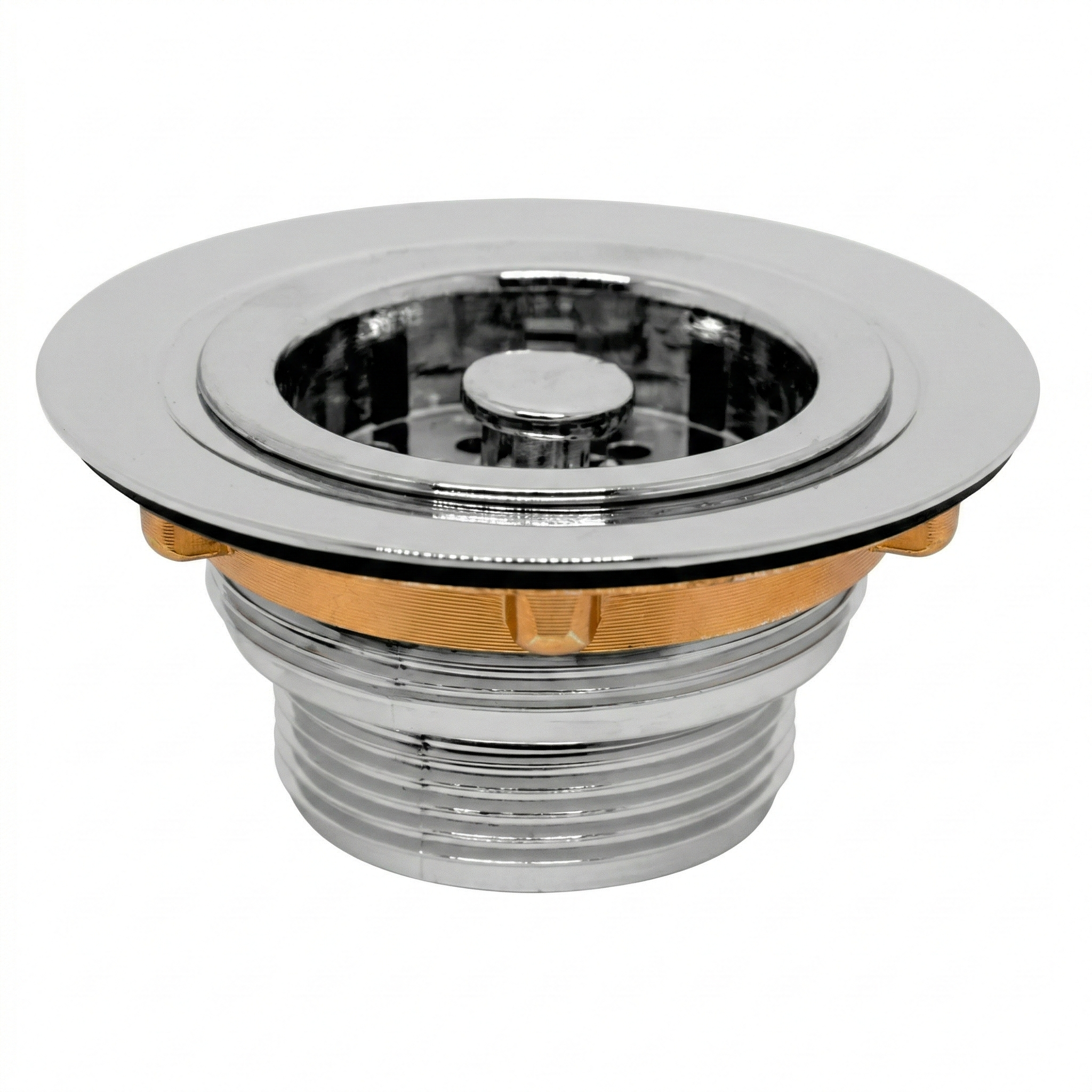 Válvula de Escoamento Americana em Metal para Pia de Cozinha 3.1/2" Cromada - Leão Metais