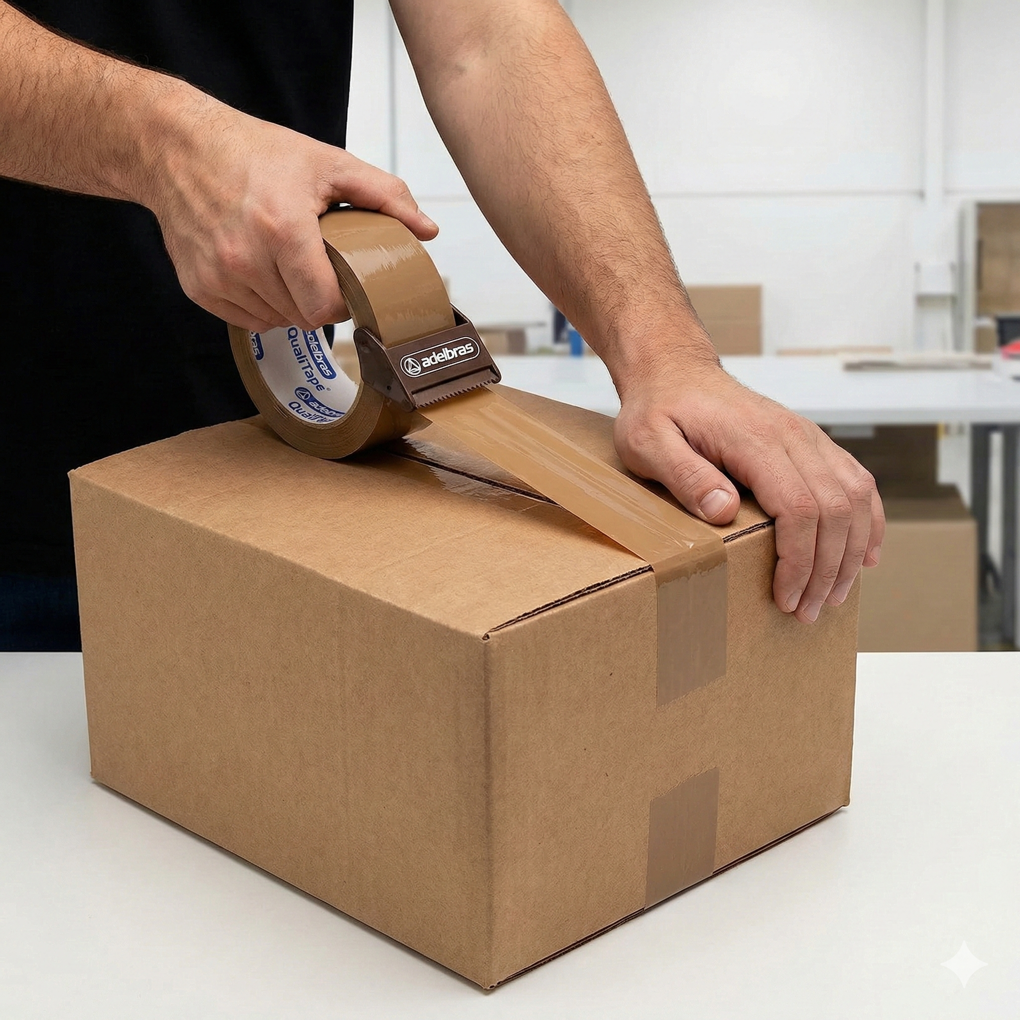 Kit 5 Rolos – Fita Marrom Adelbras QualiTape 48mm x 50m para Embalagens