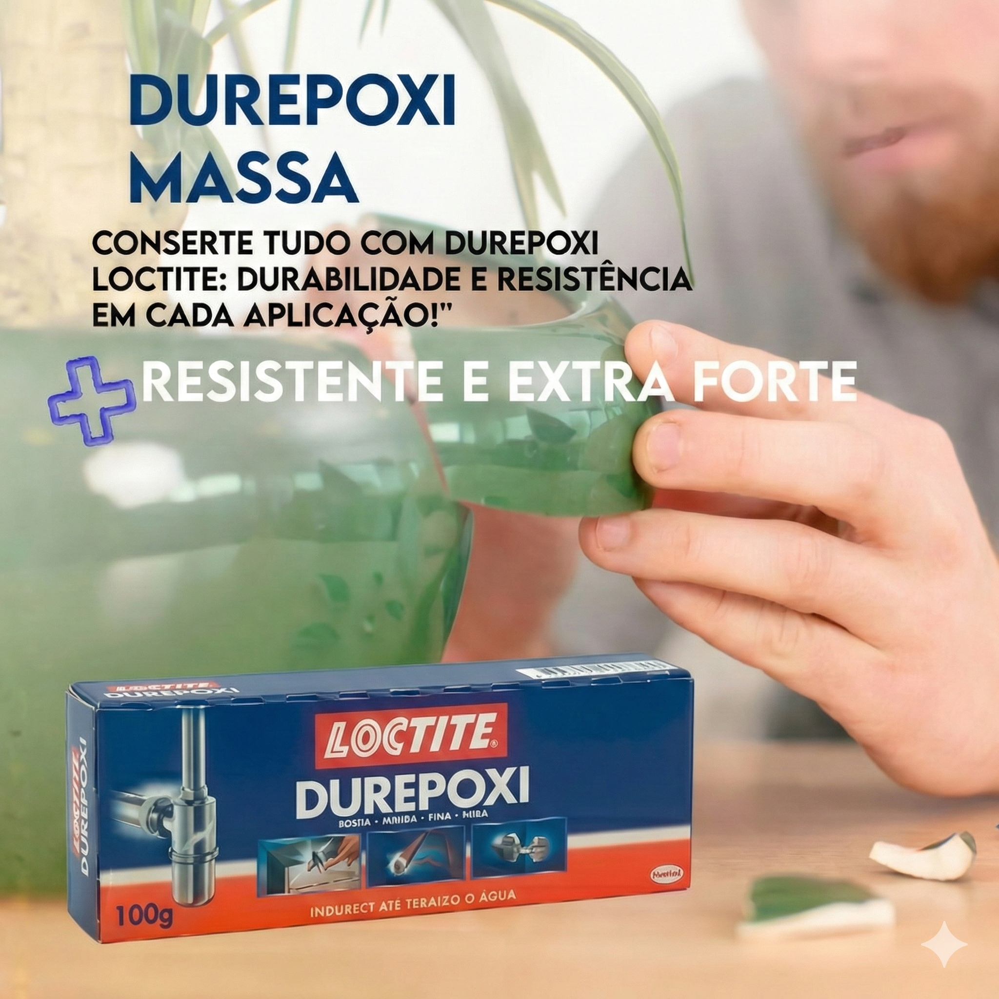 Cola Massa Adesiva Epóxi Durepoxi Cinza 100g Loctite