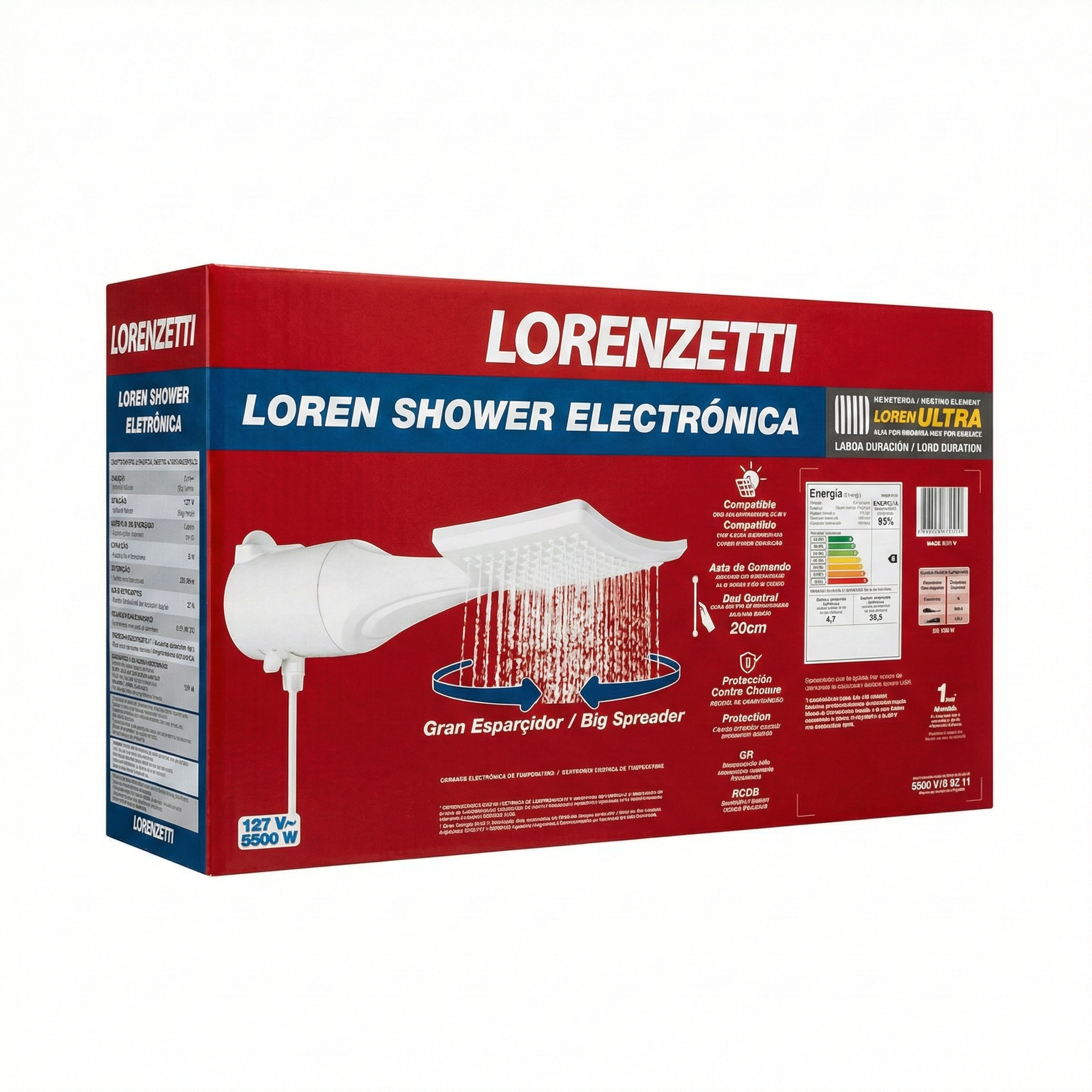 Ducha Lorenzetti Loren Shower Eletrônica - Controle Gradual de Temperatura