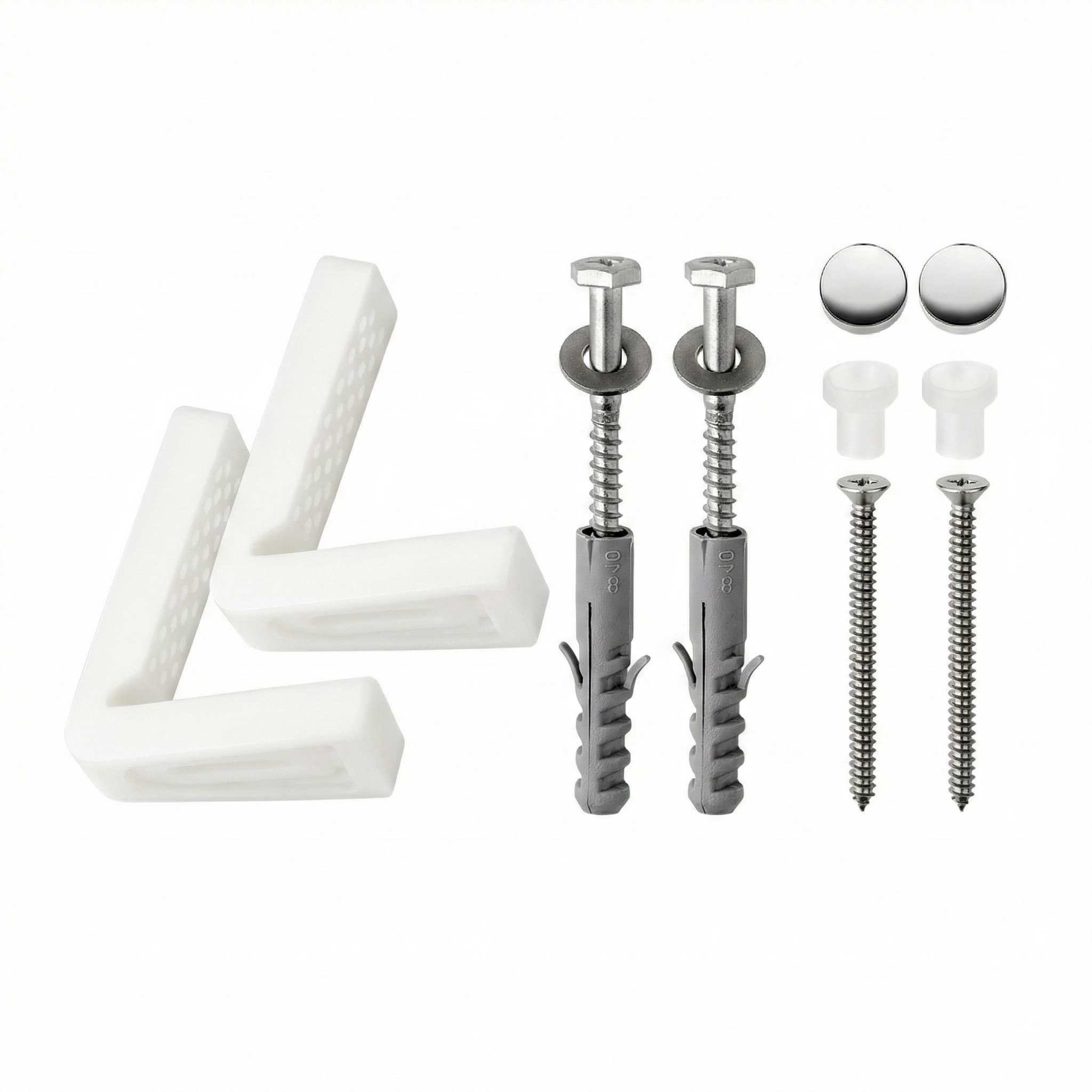 Kit de Fixação Lateral Oculta para Vaso Sanitário com Tampas Cromadas - Leão Metais