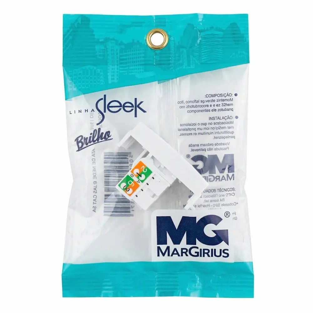 Módulo Tomada Informática RJ45 Cat5e Sleek Margirius Branco