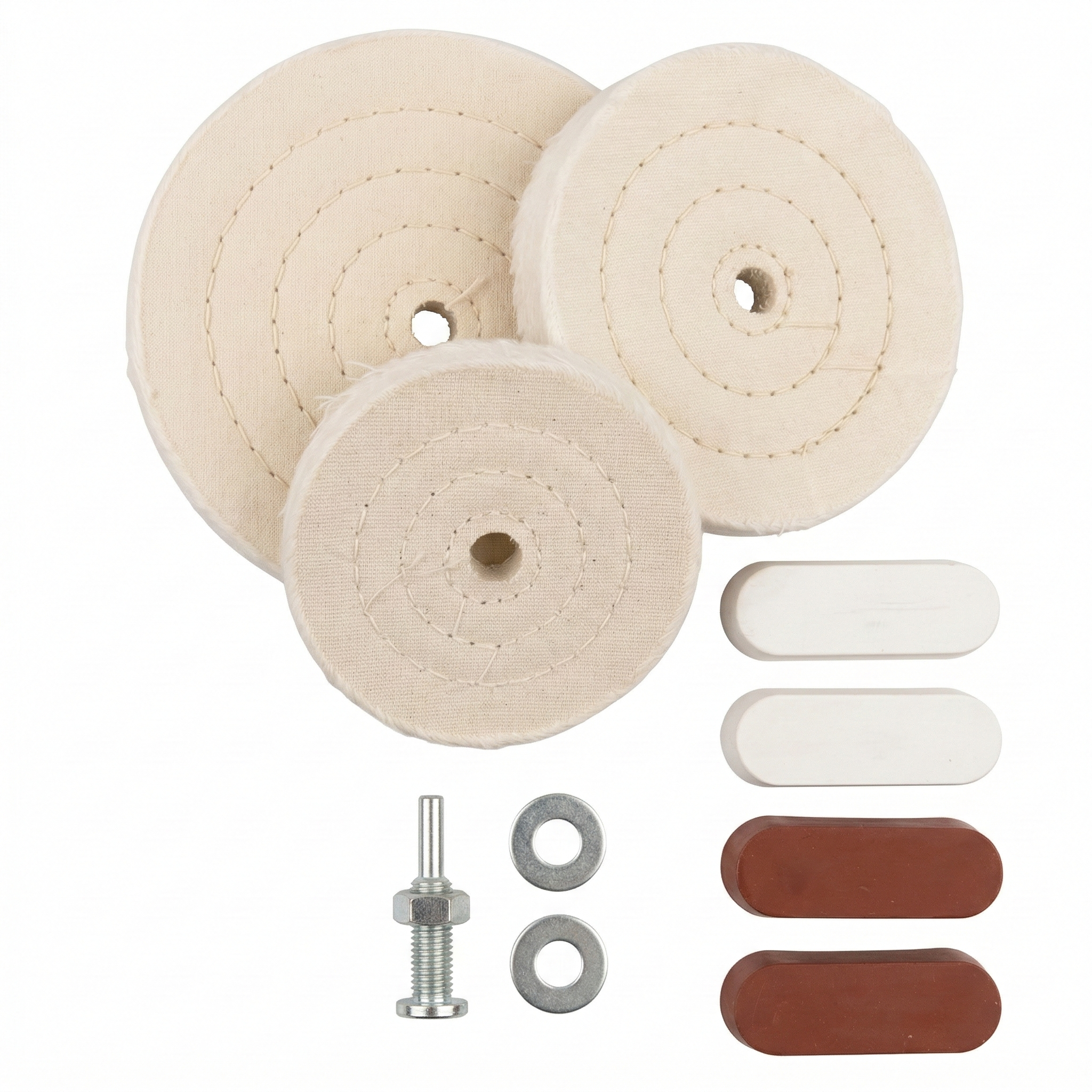 Kit Polimento Vonder 8 Peças com Rodas de Pano e Pastas - Adaptador 1/4" para Furadeira