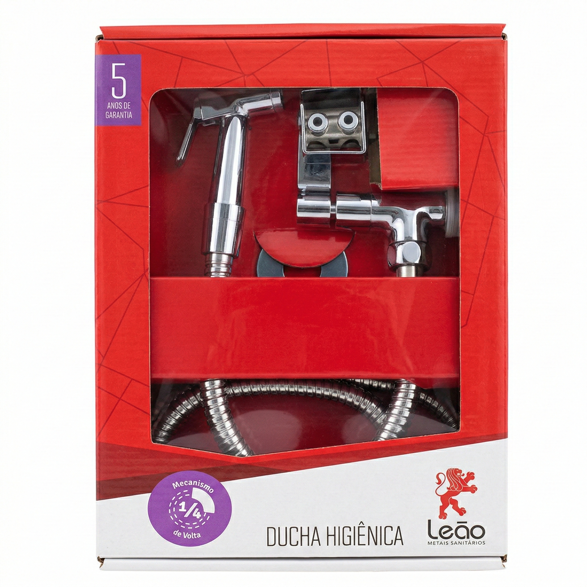 Ducha Higiênica com Registro e Gatilho em Metal 1,20m 1/4 de Volta C17 Cromada - Leão