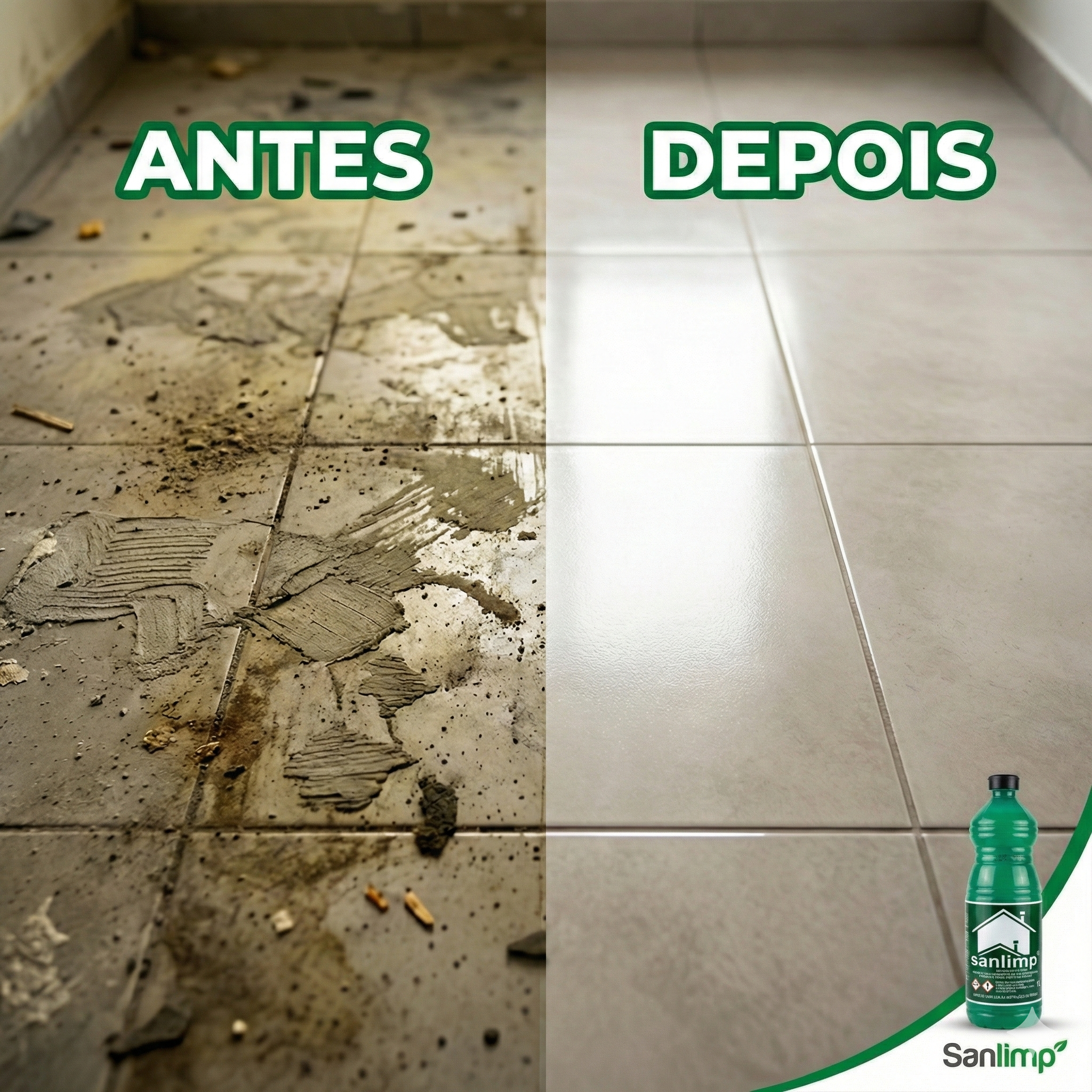 Sanlimp Desincrustante Ácido 1L Limpa Piso Cimento Rejunte Pós-Obra Profissional