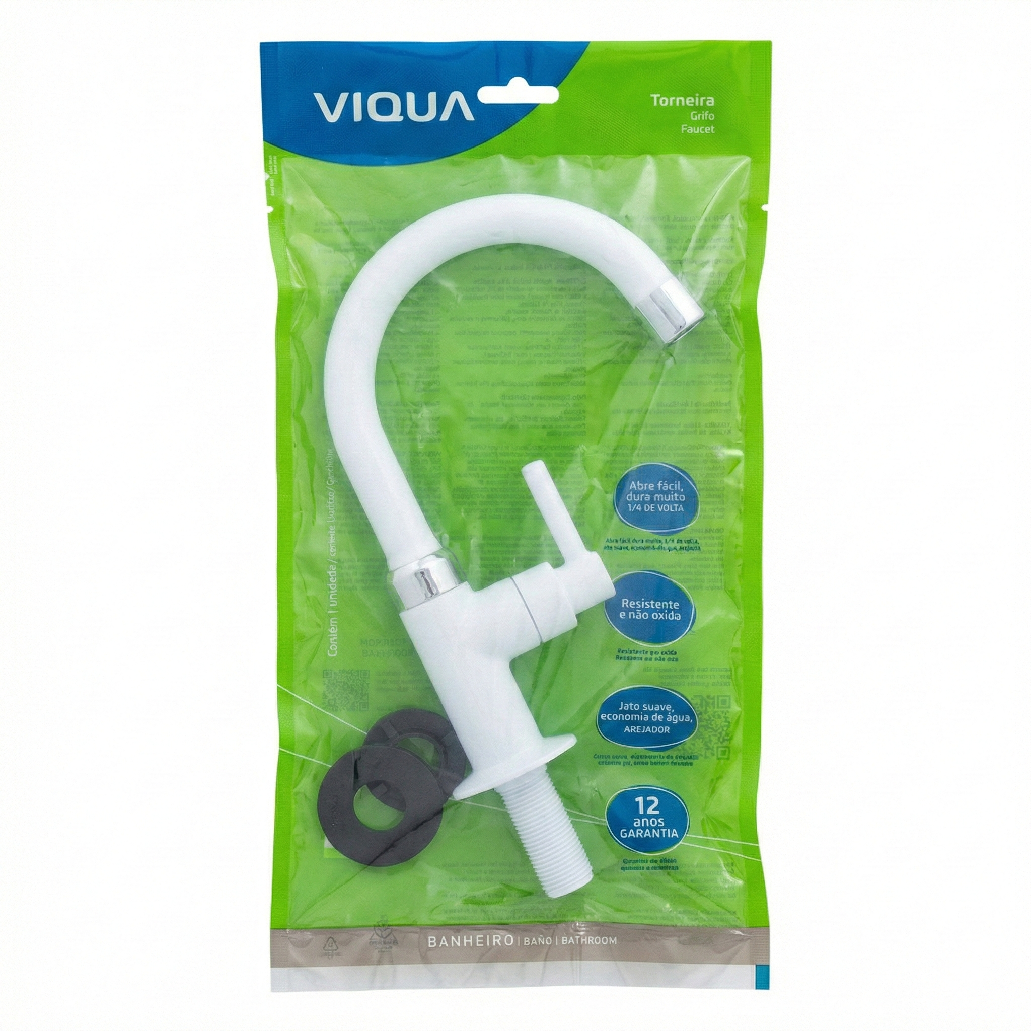 Torneira de Mesa para Banheiro Bica Alta Lagune 1/4 de Volta Víqua