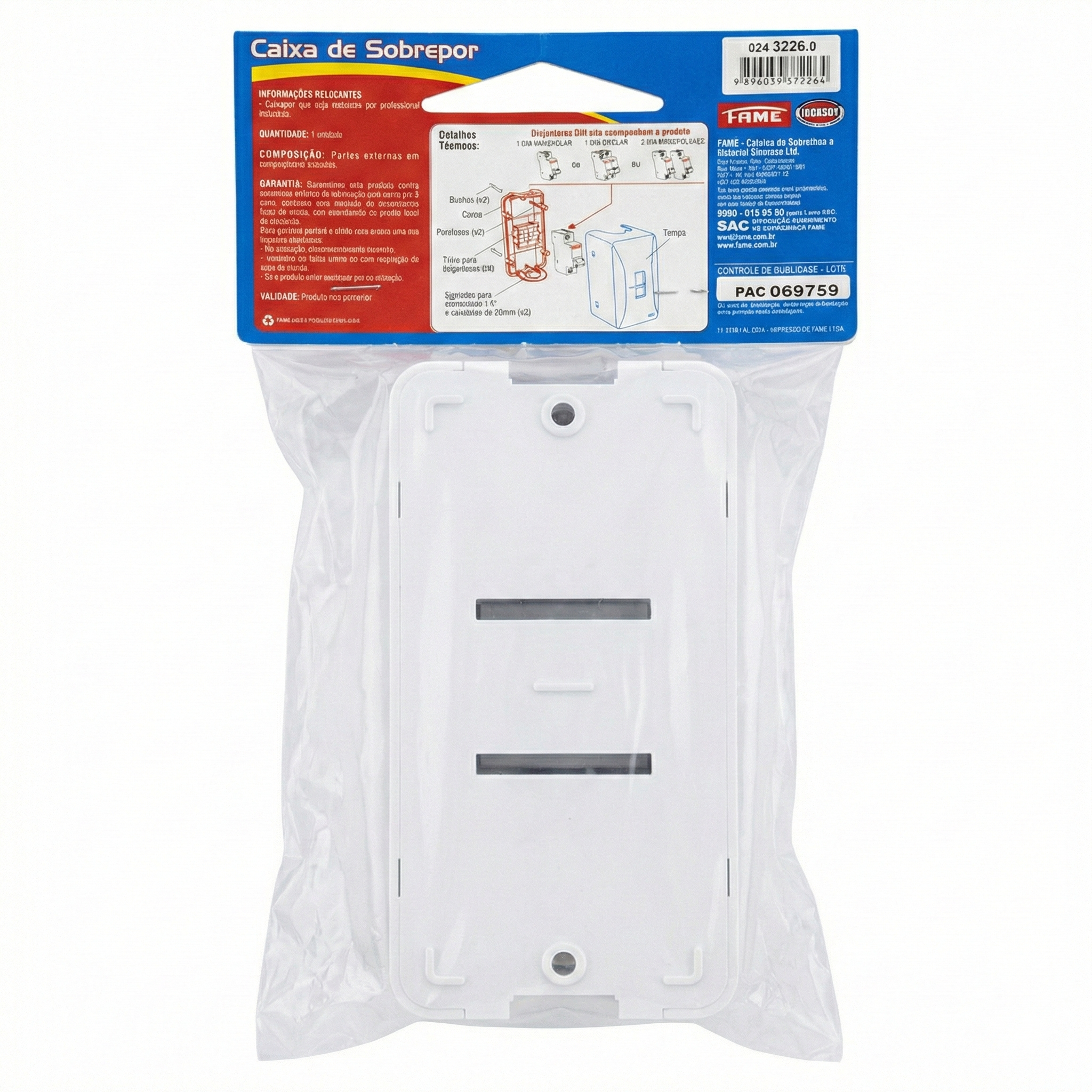 Caixa de Sobrepor FAME para 1 ou 2 Disjuntores DIN